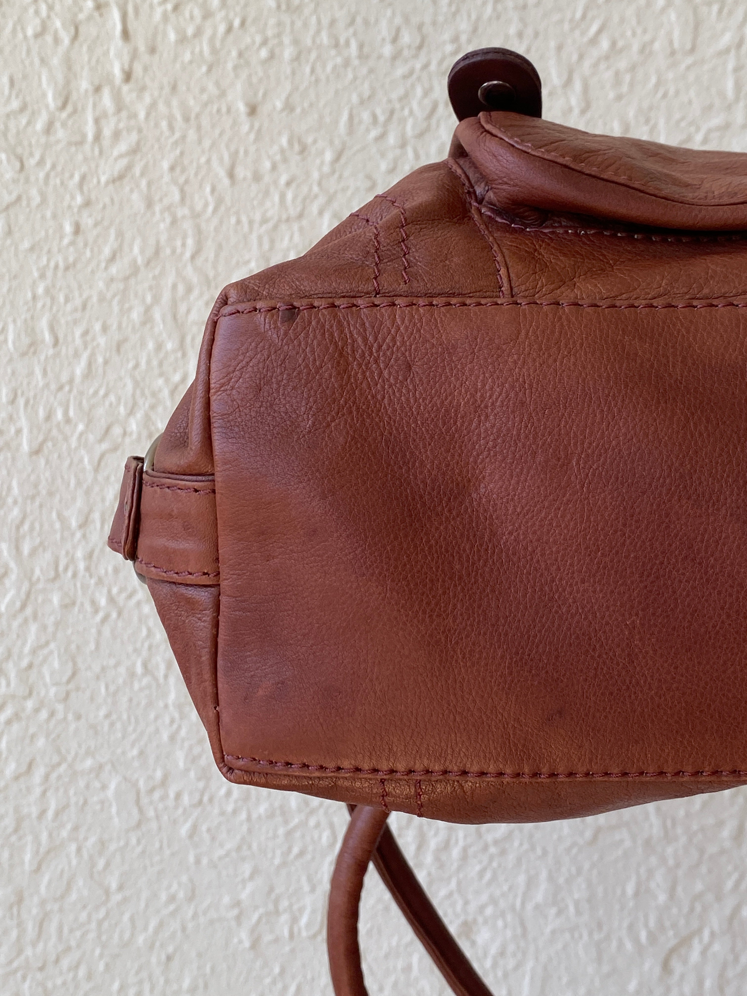 Vintage Jens Koch Cognac Brown Genuine Leather Shoulder Bag