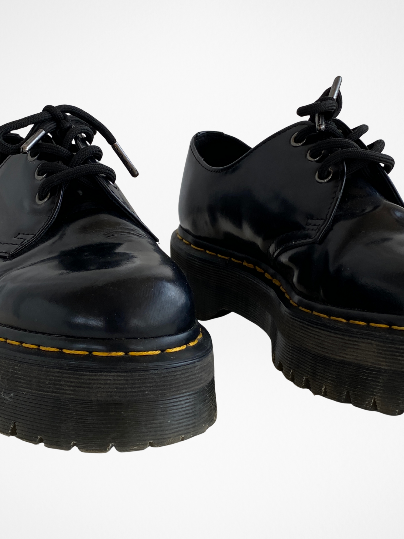 Dr. Martens Docs Black Leather Chunky Platform Derby Shoes Lace-Up Oxfords – Size EU 41