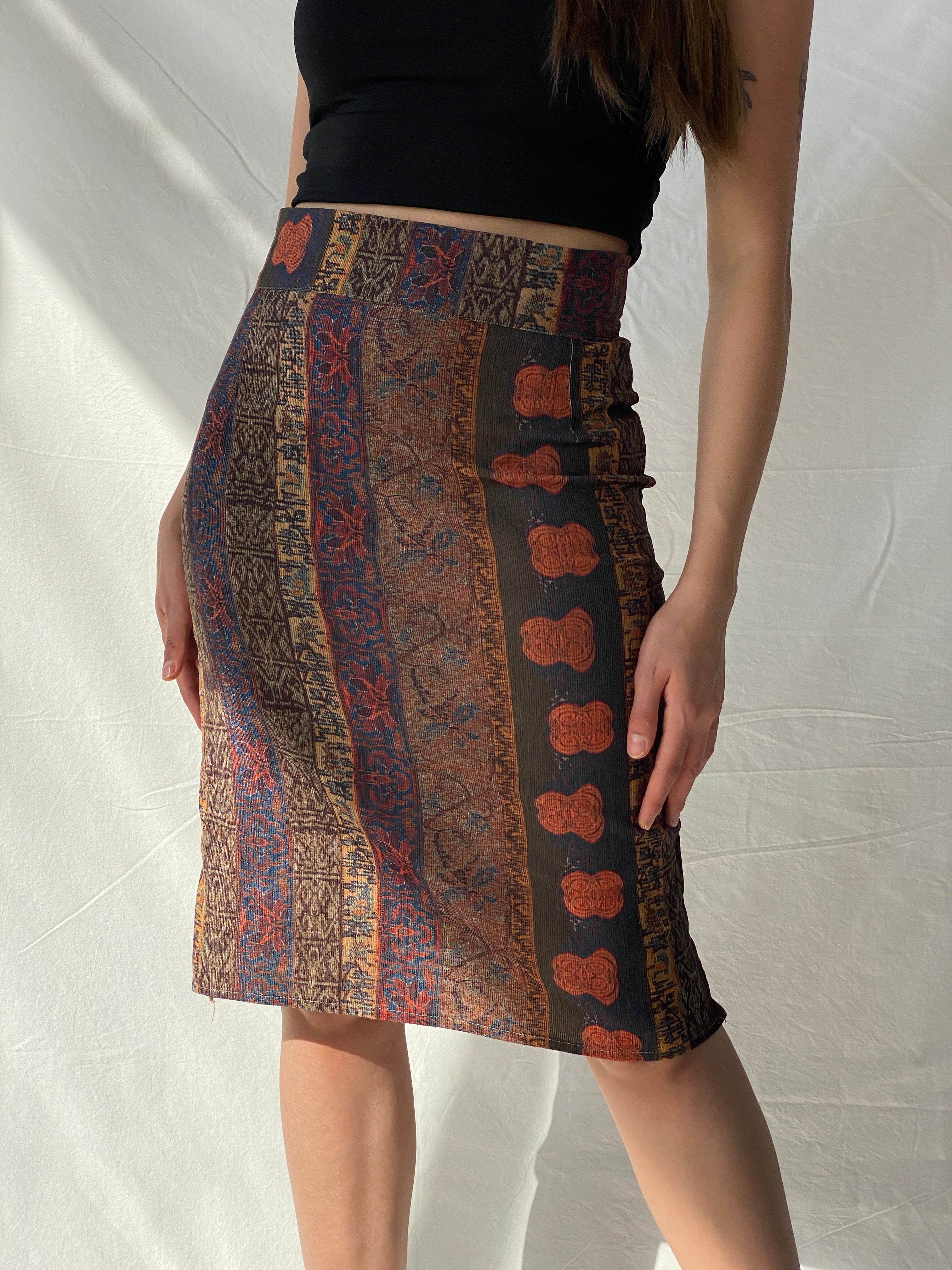 Vintage 00s Bohemian Midi Pencil Skirt - S