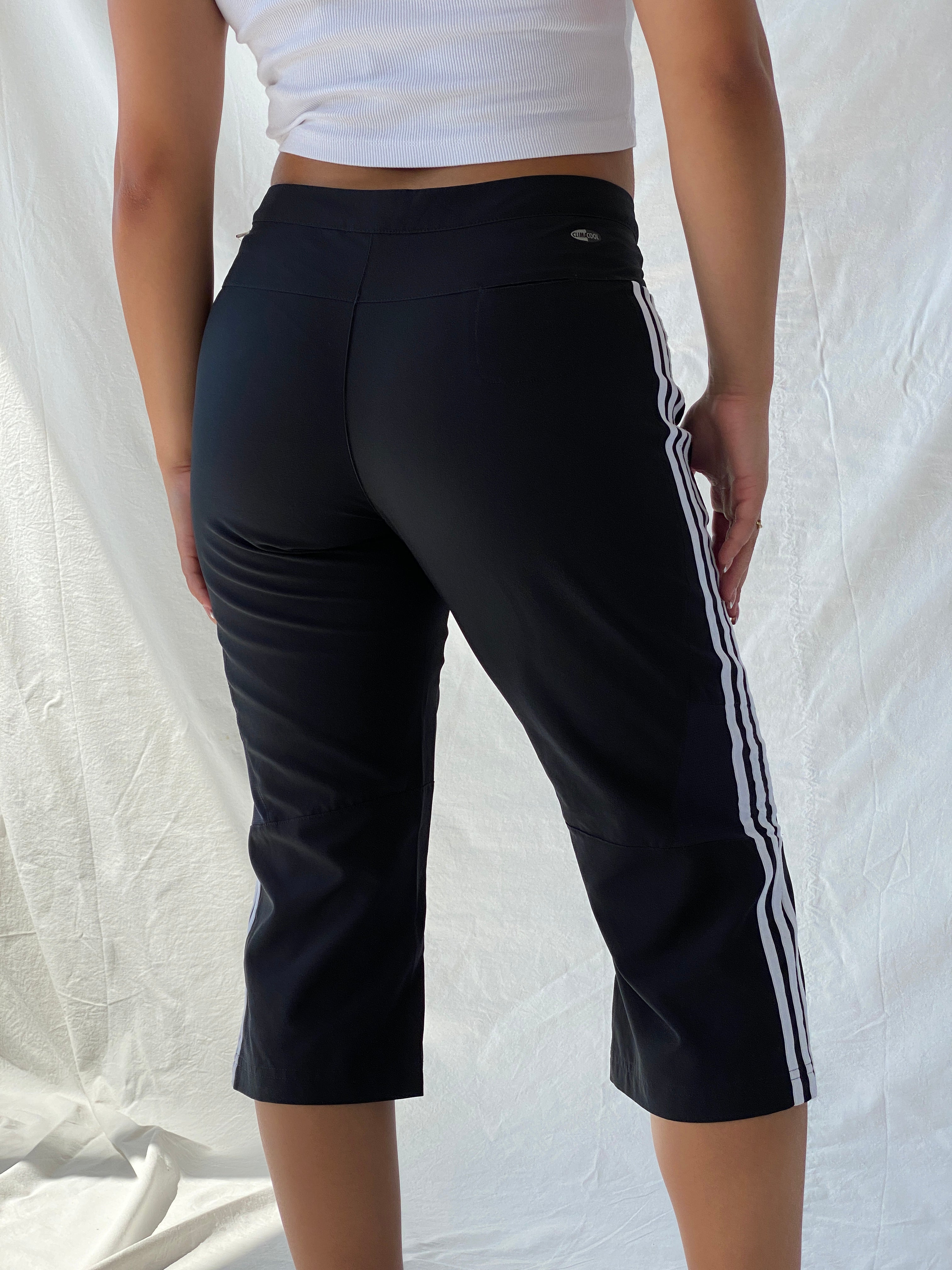 2005 Adidas Black and White Clima Cool Sporty Capri Pants - M