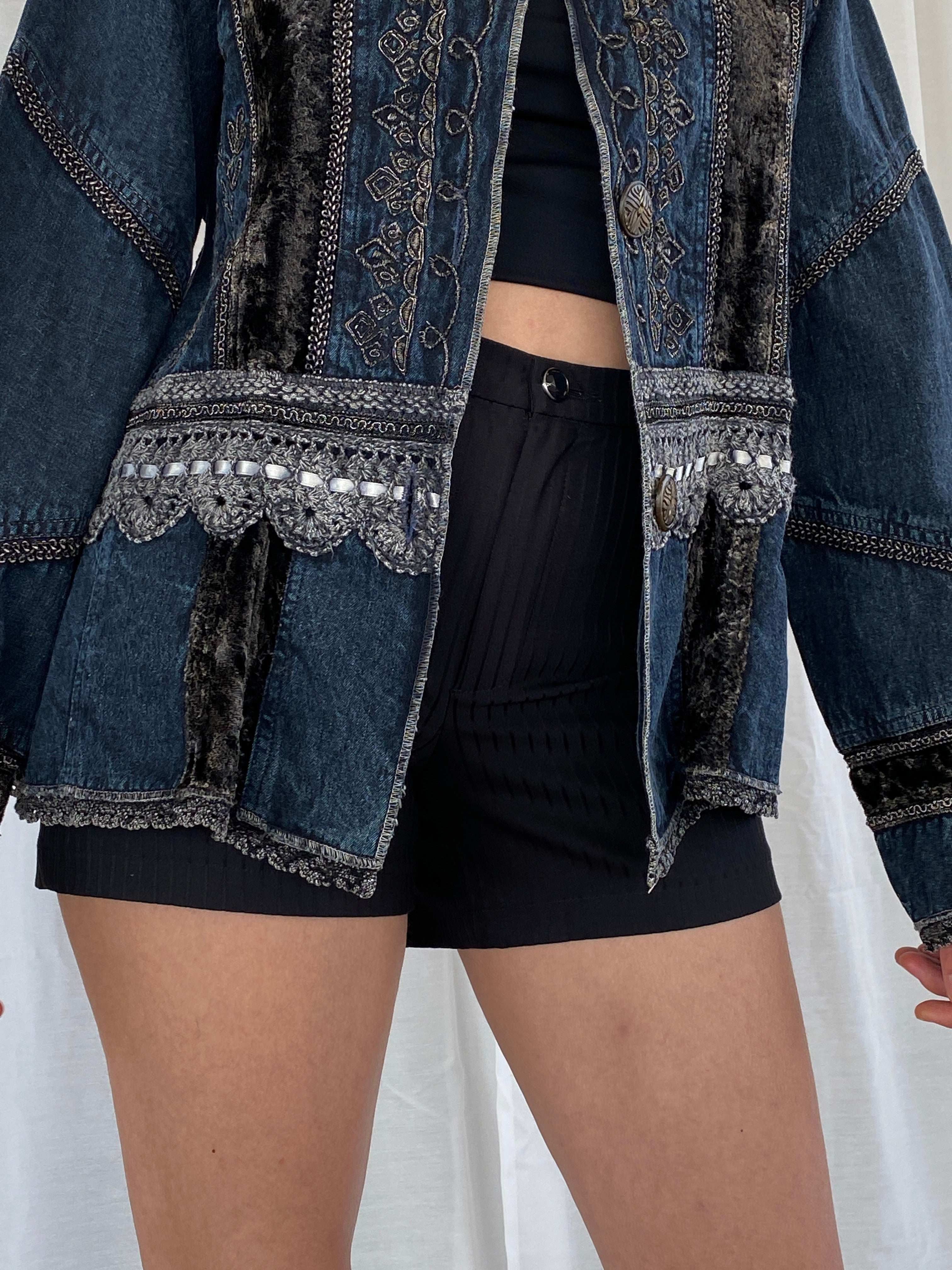 Statement Vintage Urban Tribe Embroidered Denim Jacket - L