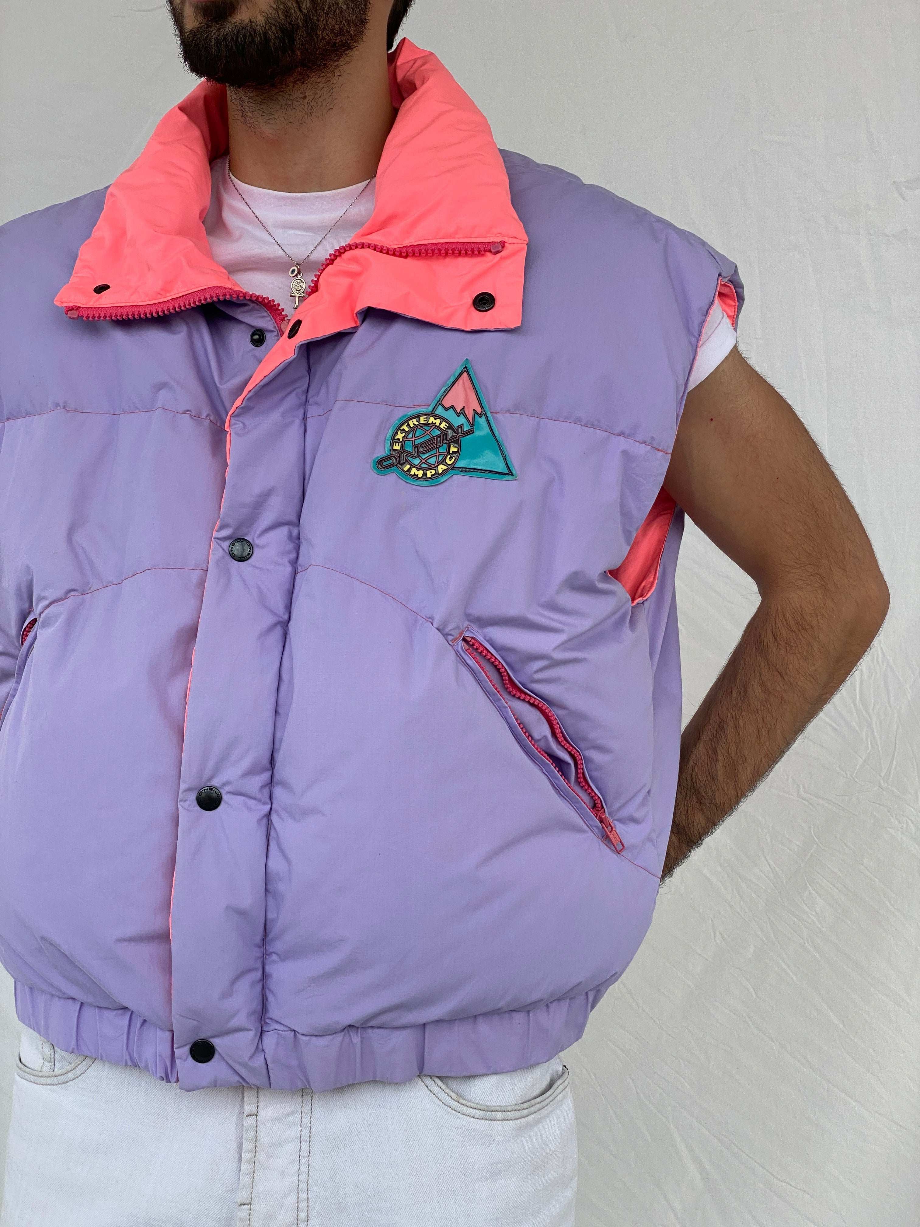 Vintage 80s ONEIL Lavender Puffer Extreme Impact Ski Vest - L - Balagan Vintage Vest 00s, 80s, Awsam, graphic, half sleeve shirt, mens vest, NEW IN, printed shirt, ski jacket, vest