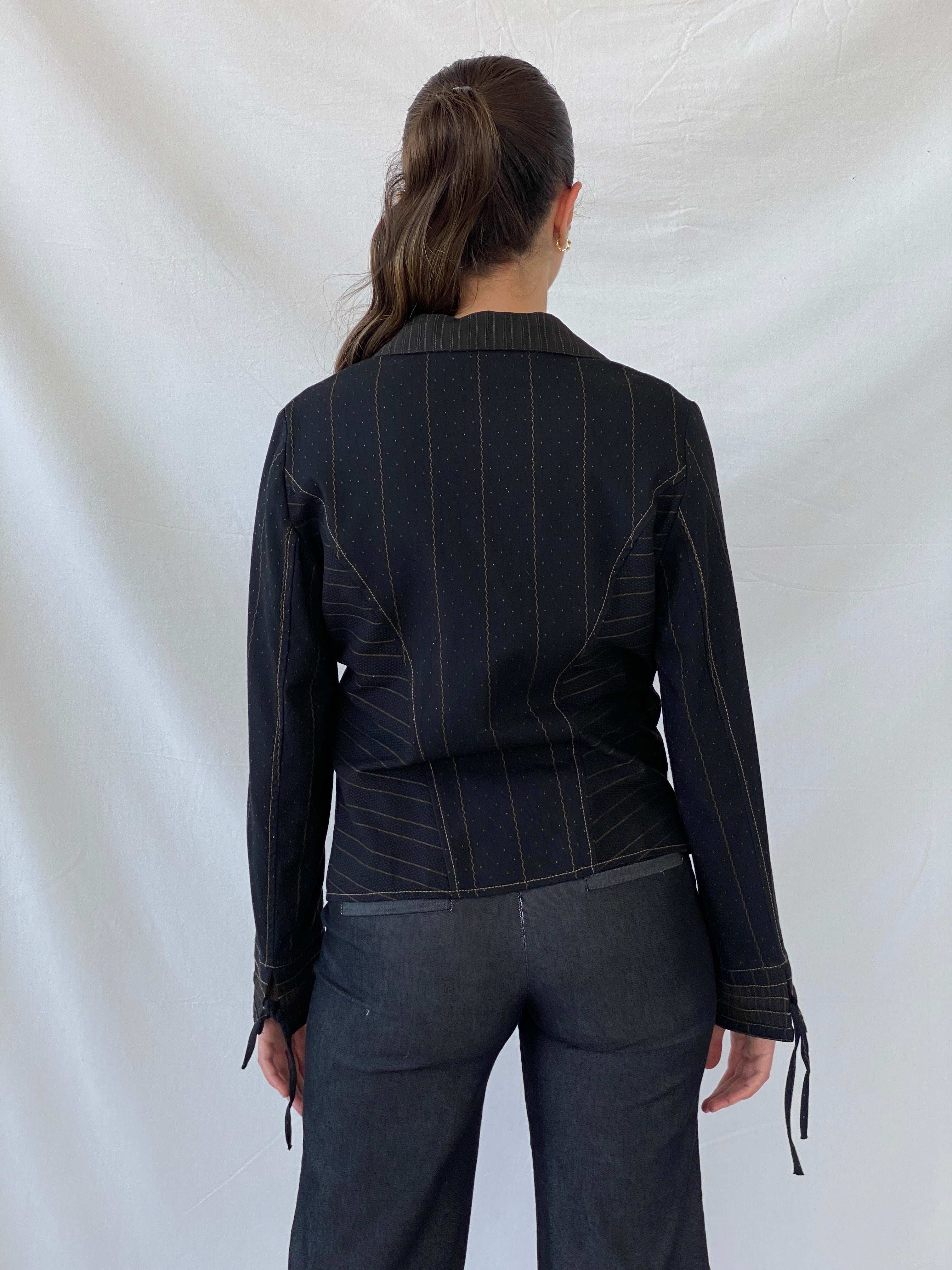 Vintage 90s Jacqueline Riu Whimsy Black Structured Light Jacket - M