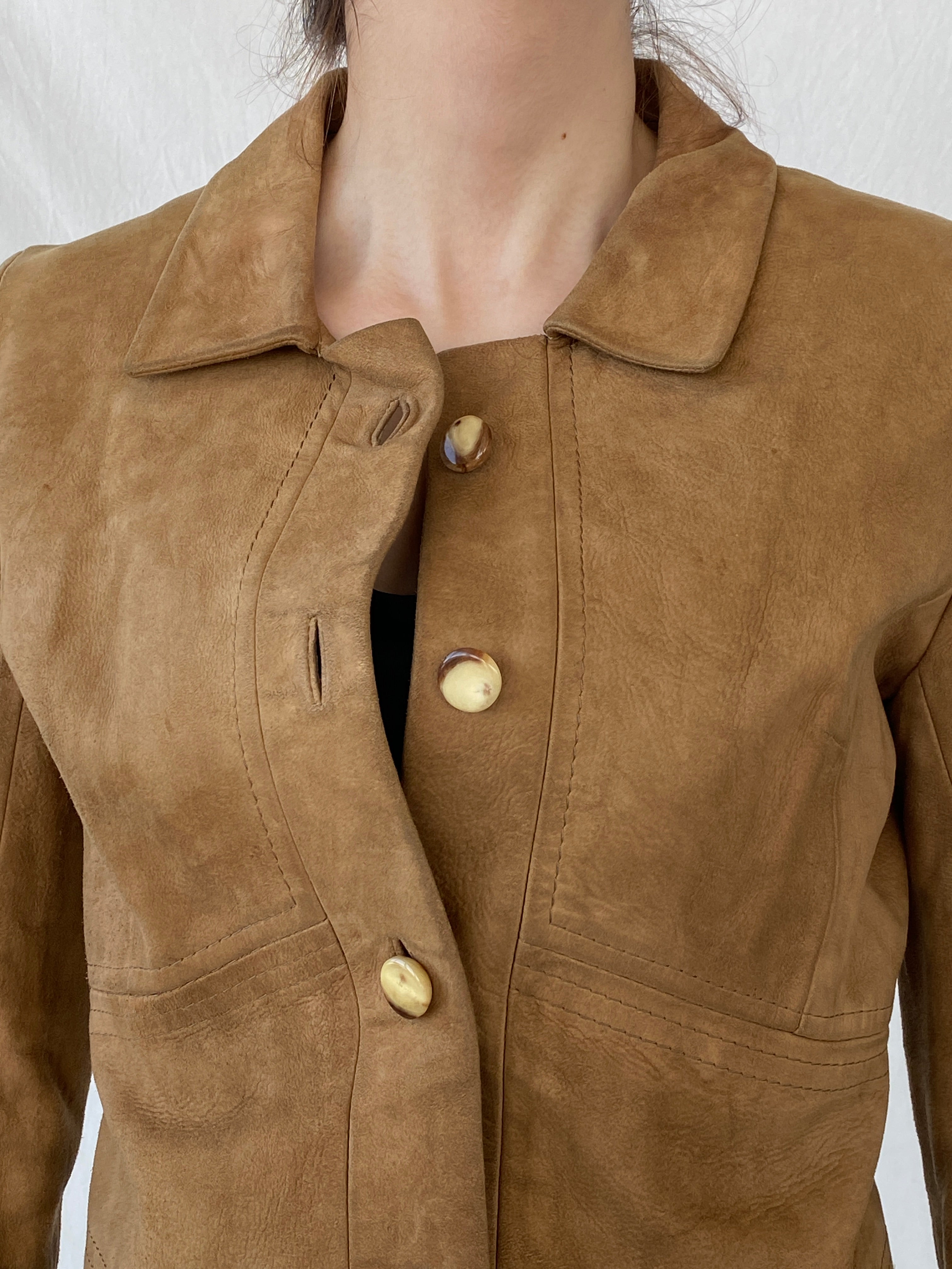 Vintage Gnädig Sportmoden Tan Cropped Genuine Suede Jacket - S