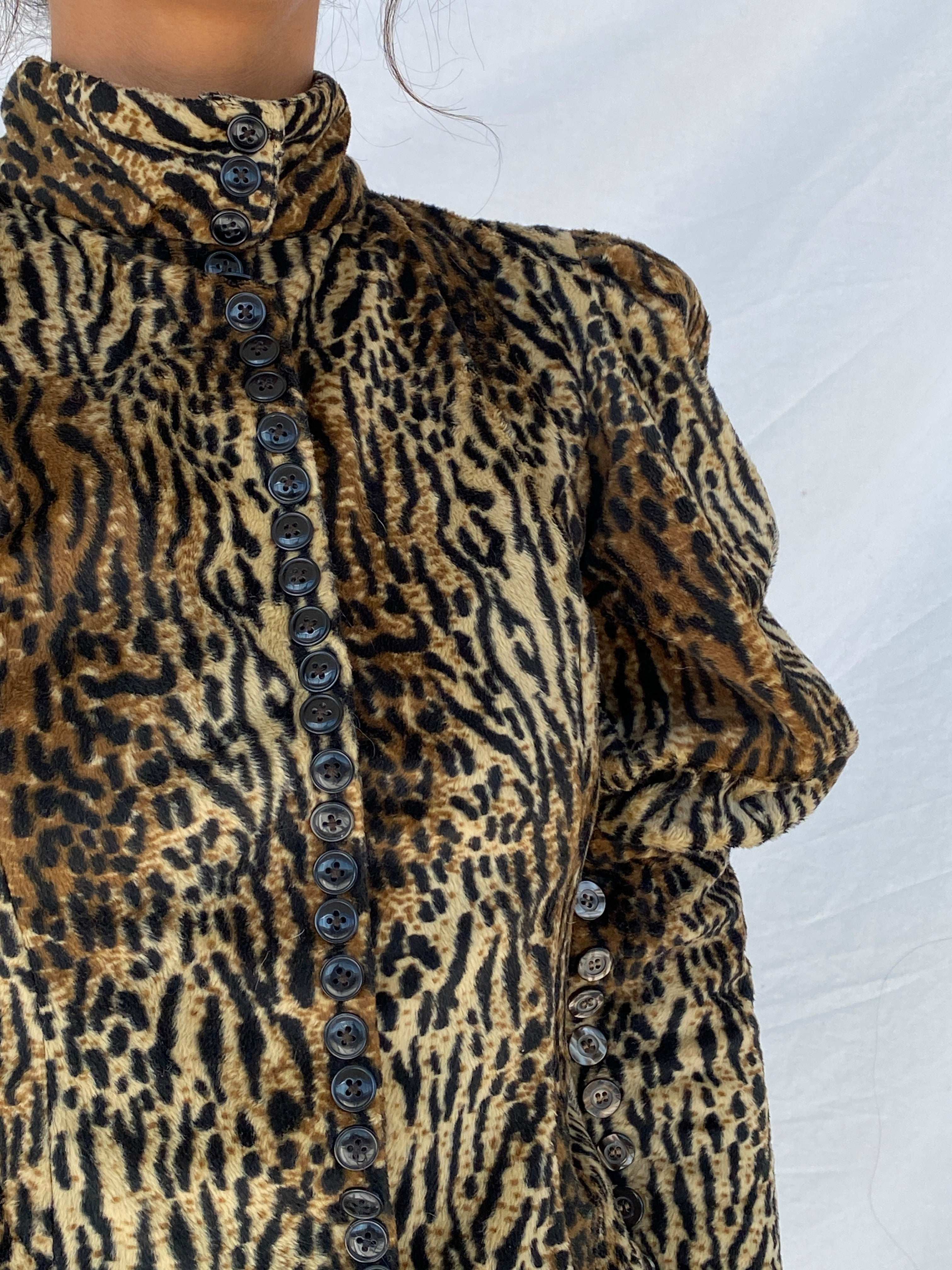 Vintage Handmade Leopard Print Top - Size XS - Balagan Vintage Full Sleeve Top 00s, 90s, full sleeve top, Tojan, winter
