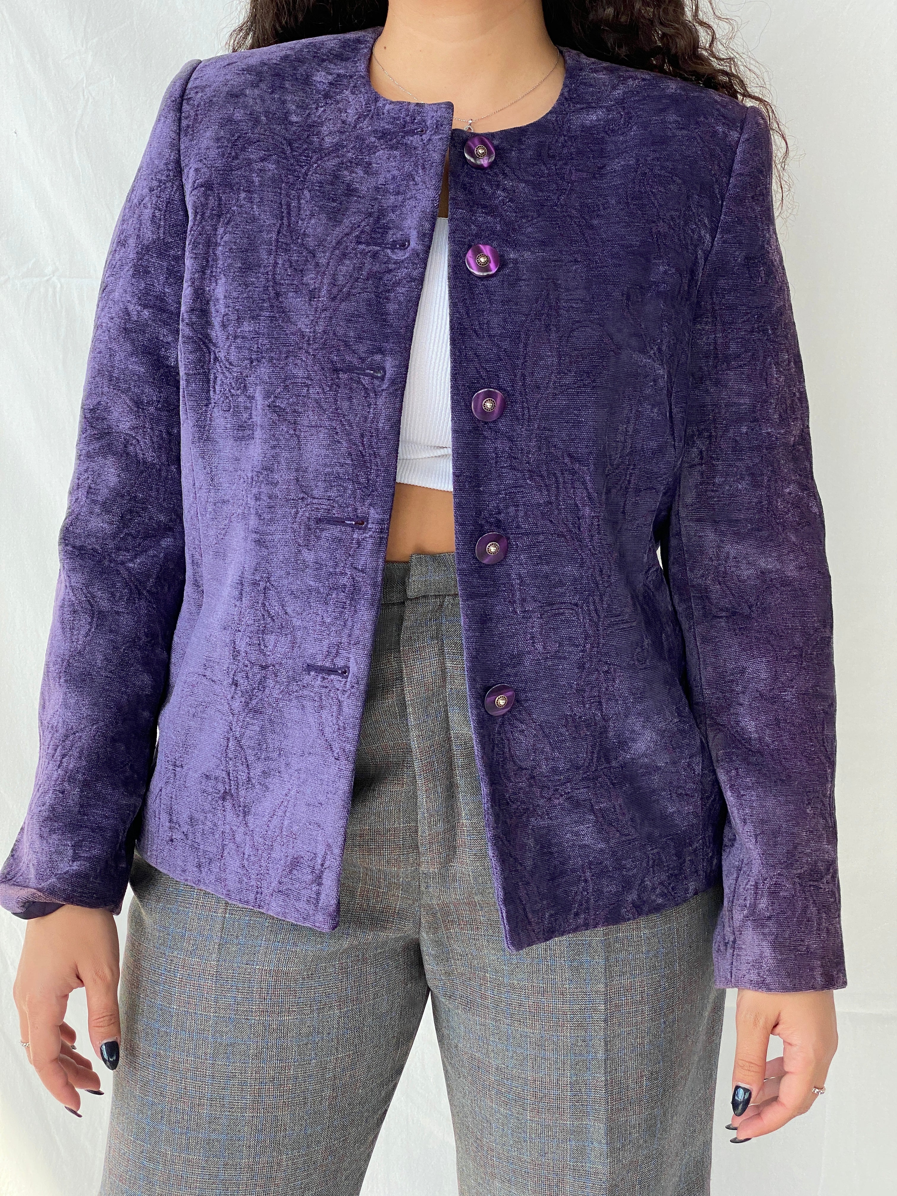 00s KORET Buttoned Purple Heavy Women’s Blazer Jacket - L