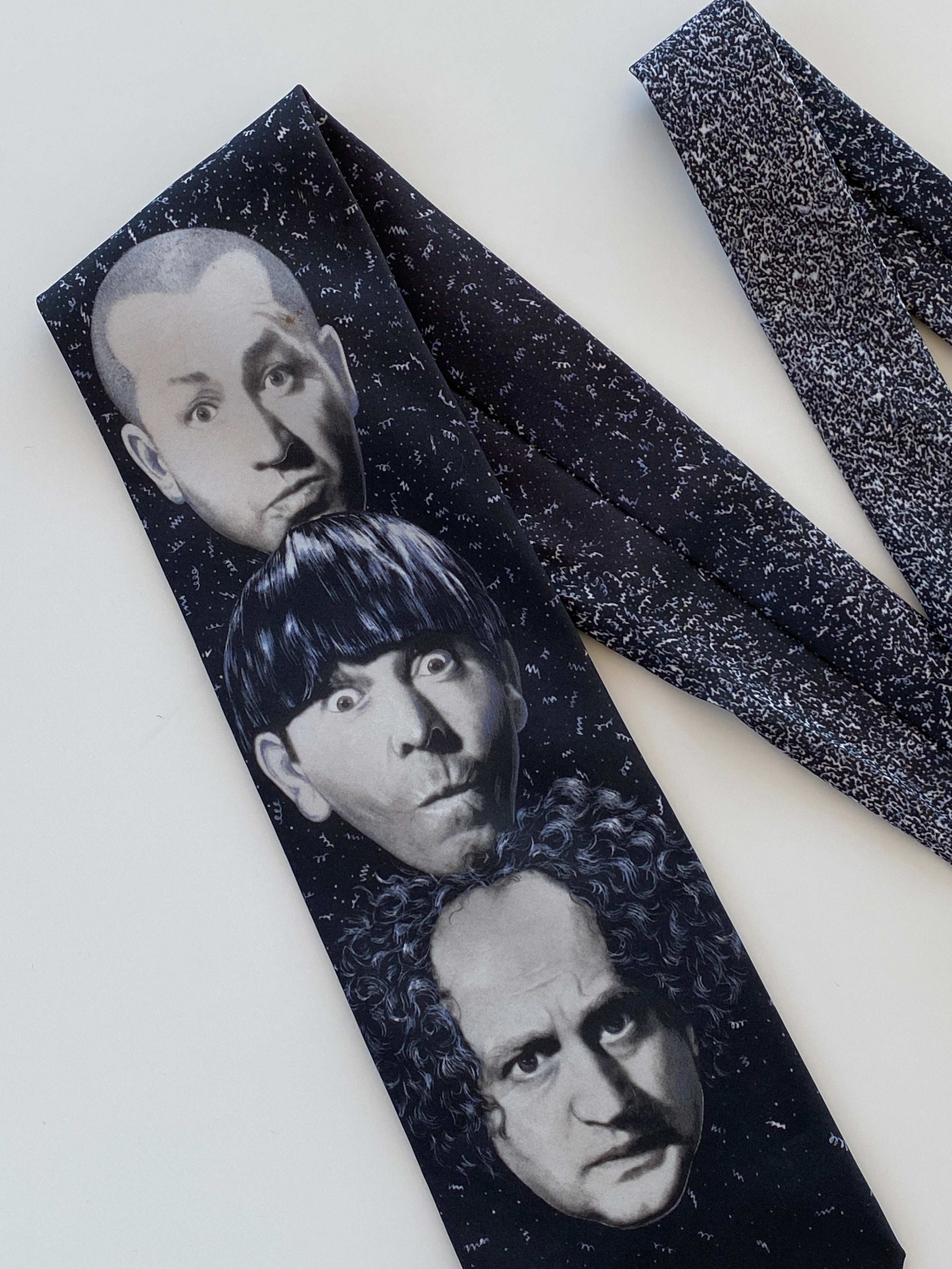 Vintage 1994 Ralph Marlin The Three Stooges Novely Neck Tie. Style ‘Larry, Moe & Curly’