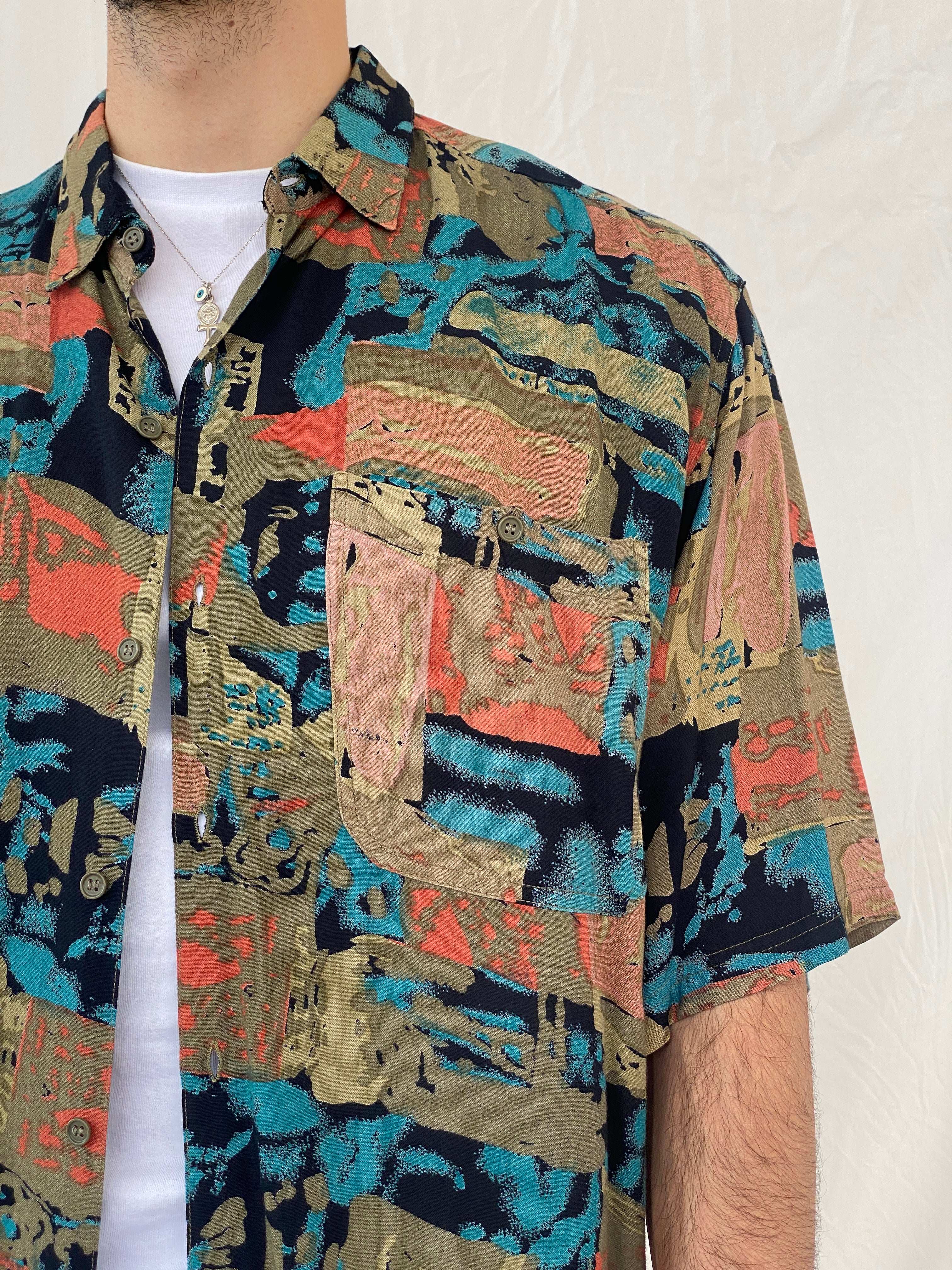 Vintage Tribes Printed Half Sleeve Shirt - XL - Balagan Vintage Half Sleeve Shirt 00s, 90s, Awsam, half sleeve shirt, NEW IN, printed shirt, striped shirt