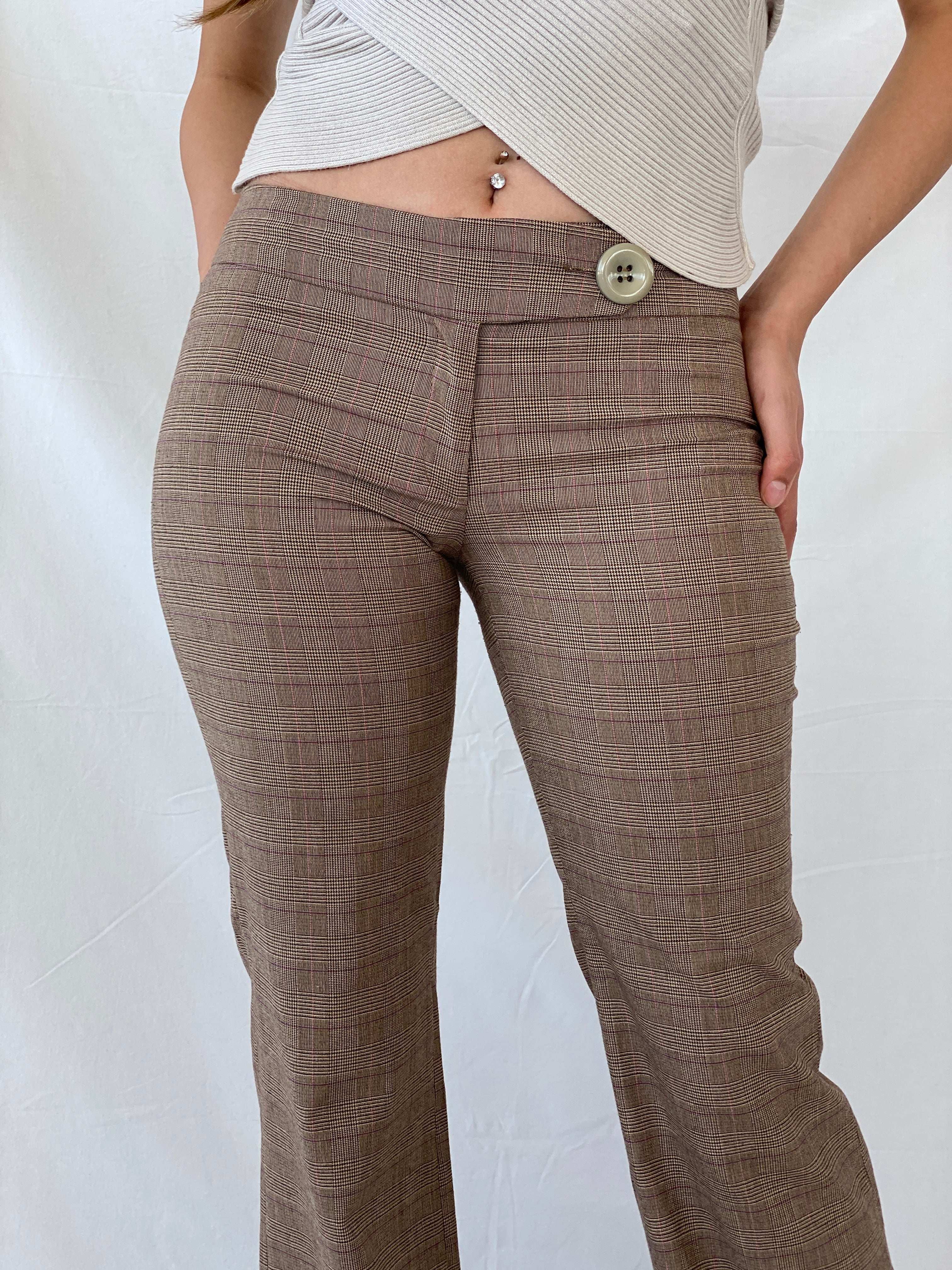 Vintage Studio SNY Paris Brown Plaid Mid Rise Office Pants - M