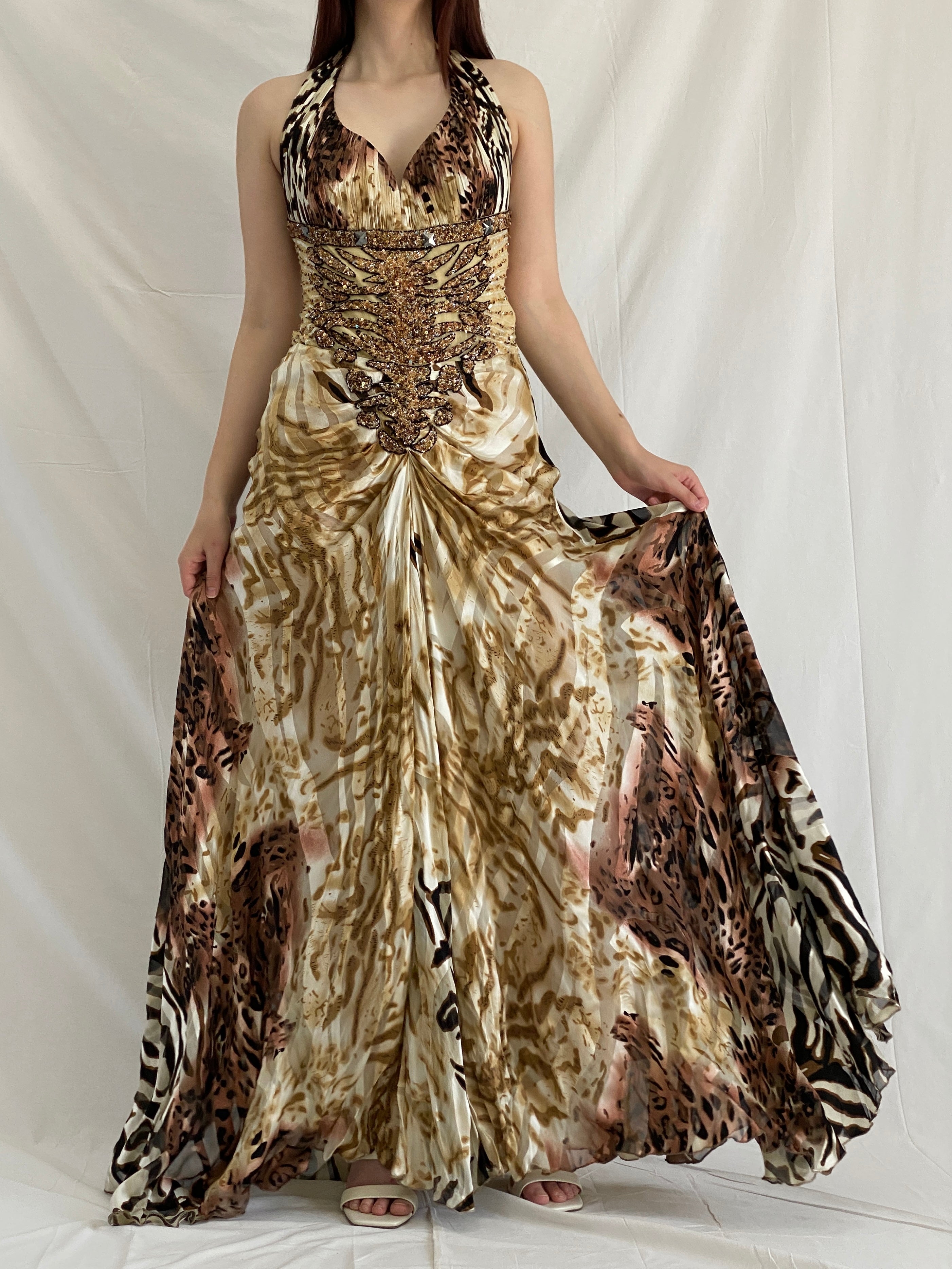 Alrajaa Couture Beaded Evening Gown Roberto Cavalli Style