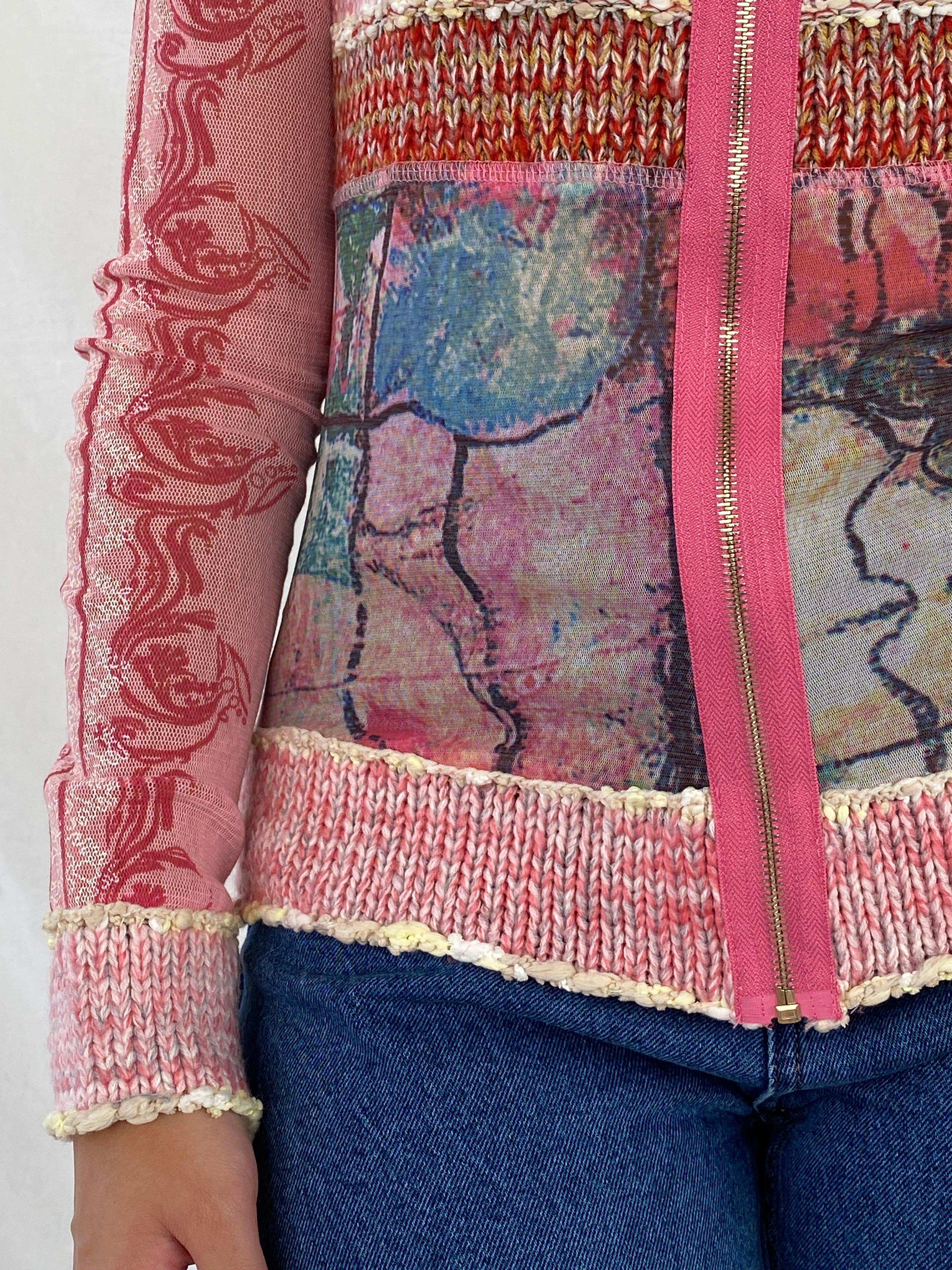 Statement Vintage Printed Mesh Cardigan - Balagan Vintage Mesh Top knit, knitted cardigan, mesh, mesh top, NEW IN, Rama, sheer