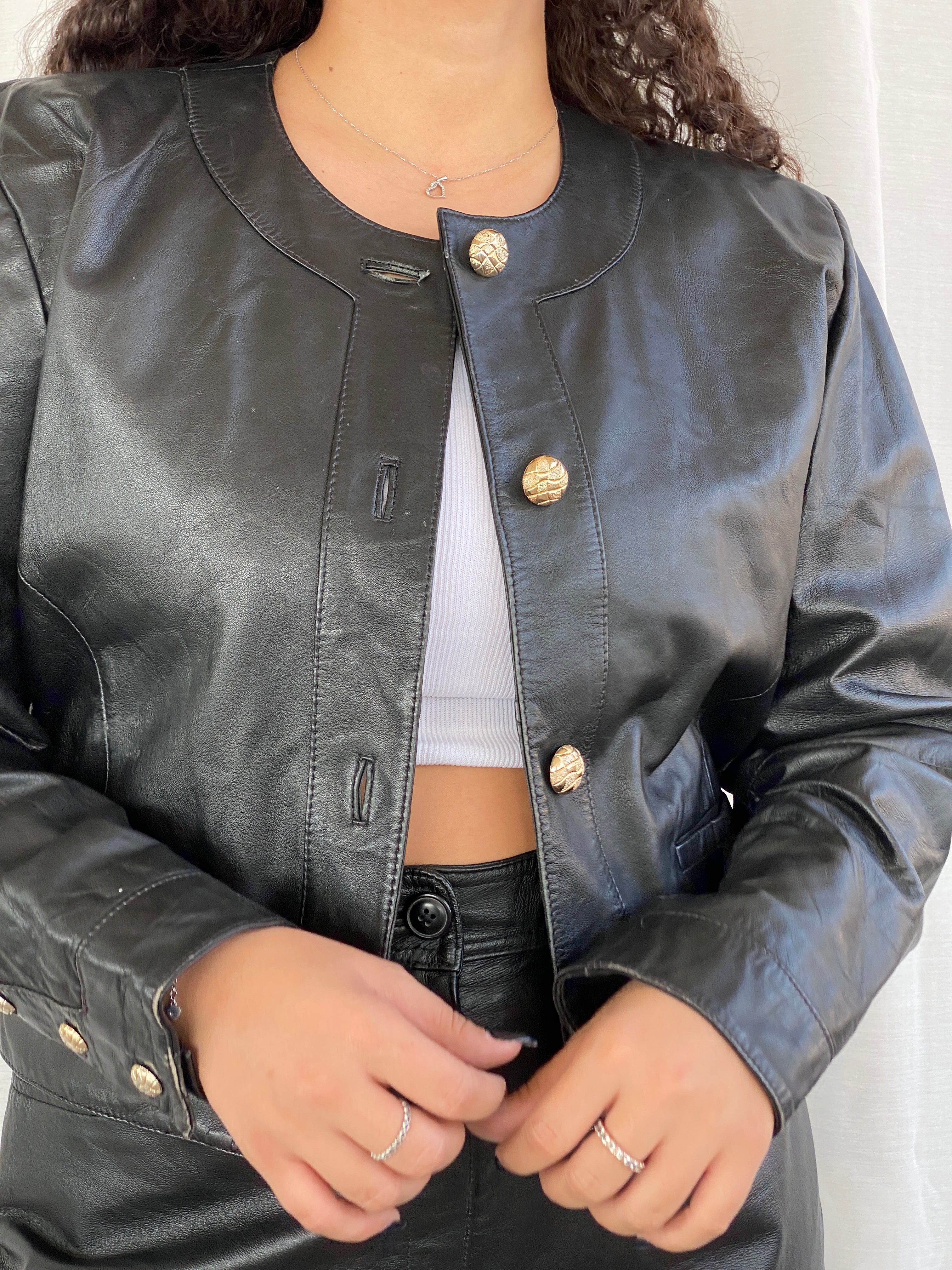 Vintage 80s GIORGIO MOBIANI Genuine Black Leather Jacket - L