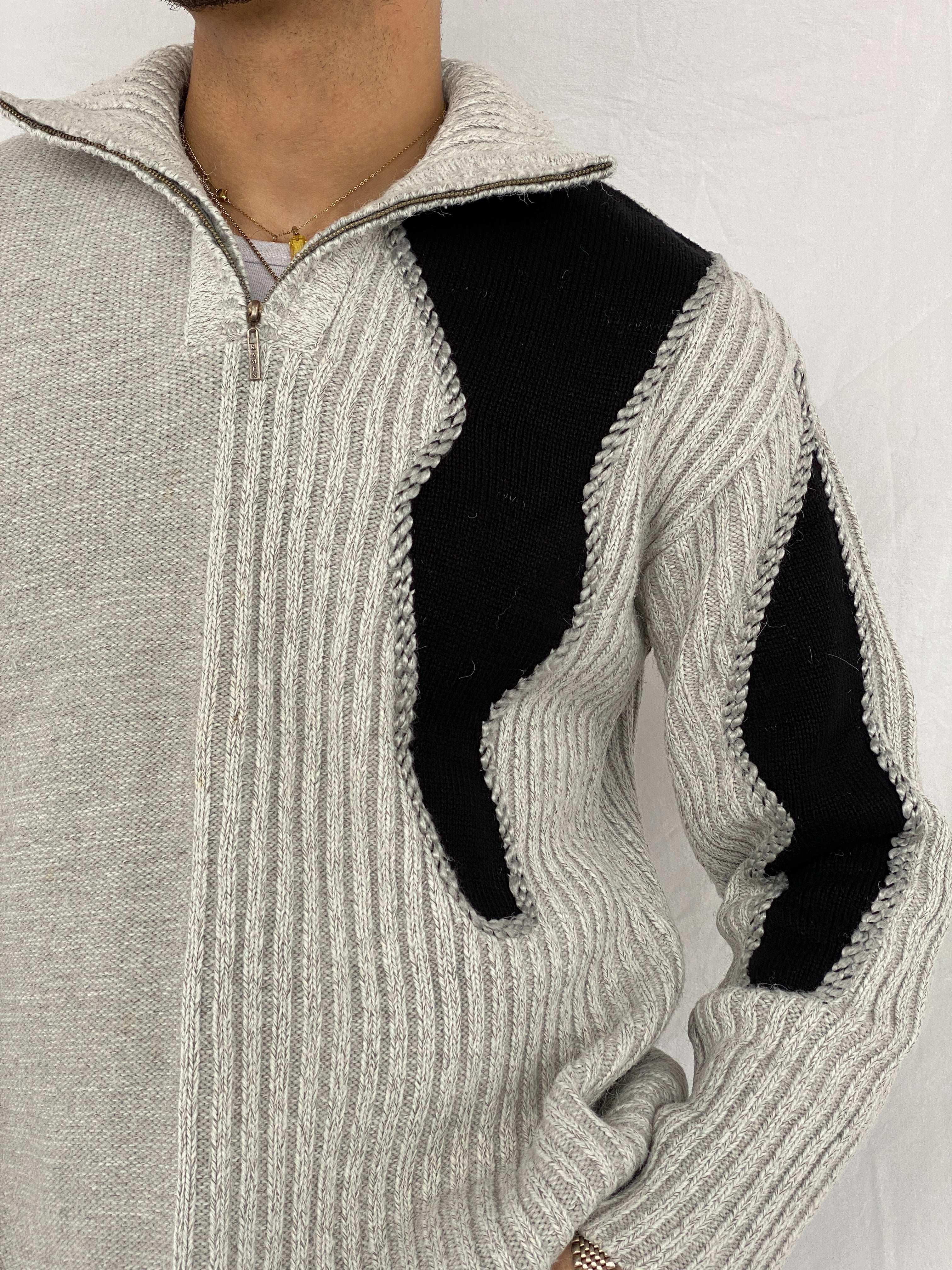 Vintage Kamen Grey And Black Knitted Sweater - Size L - Balagan Vintage Sweater 80s, 90s, Abdullah, knitted sweater, vintage sweater, winter