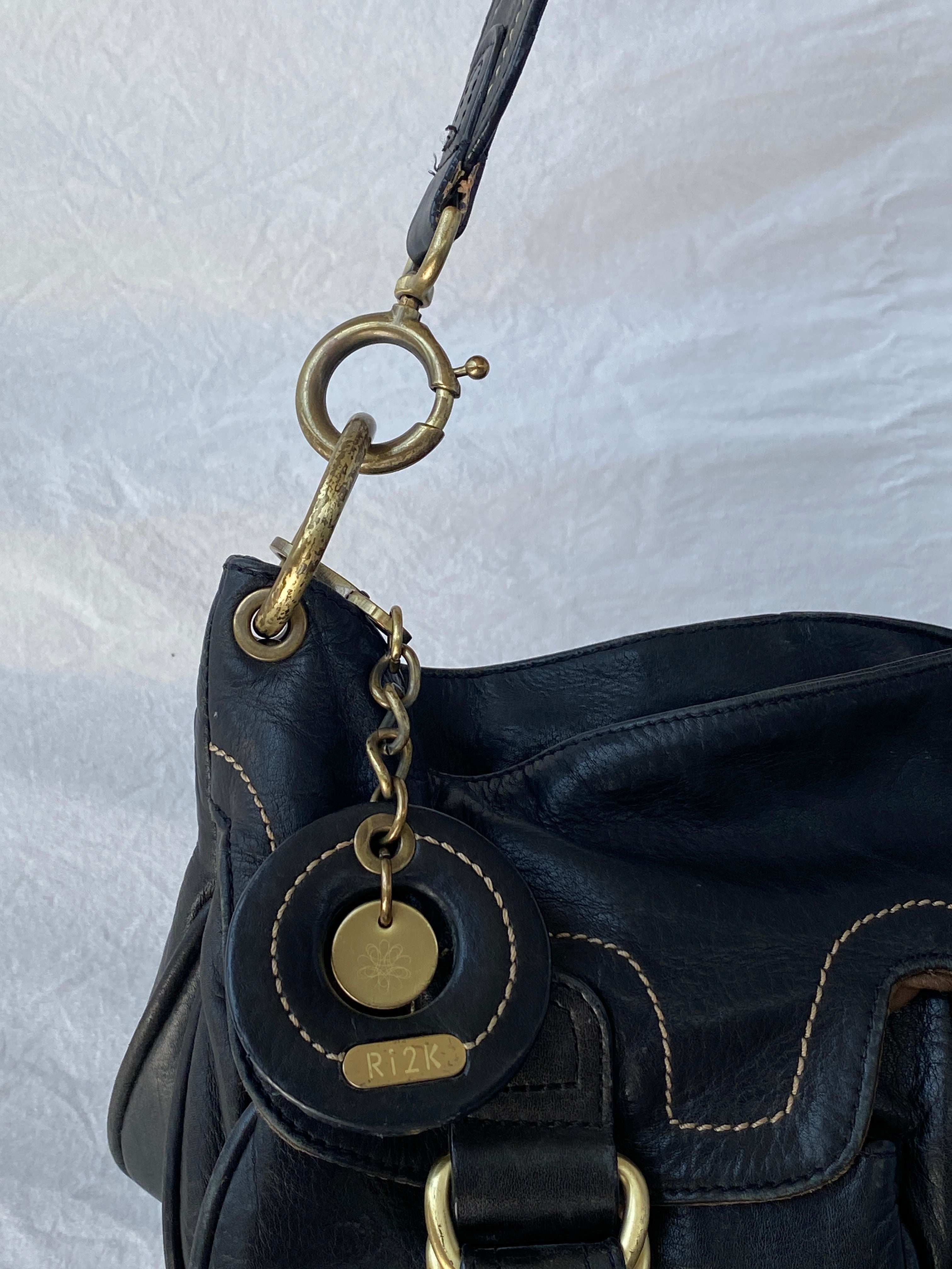 Vintage RI2K Black Leather Slouch Shoulder Bag