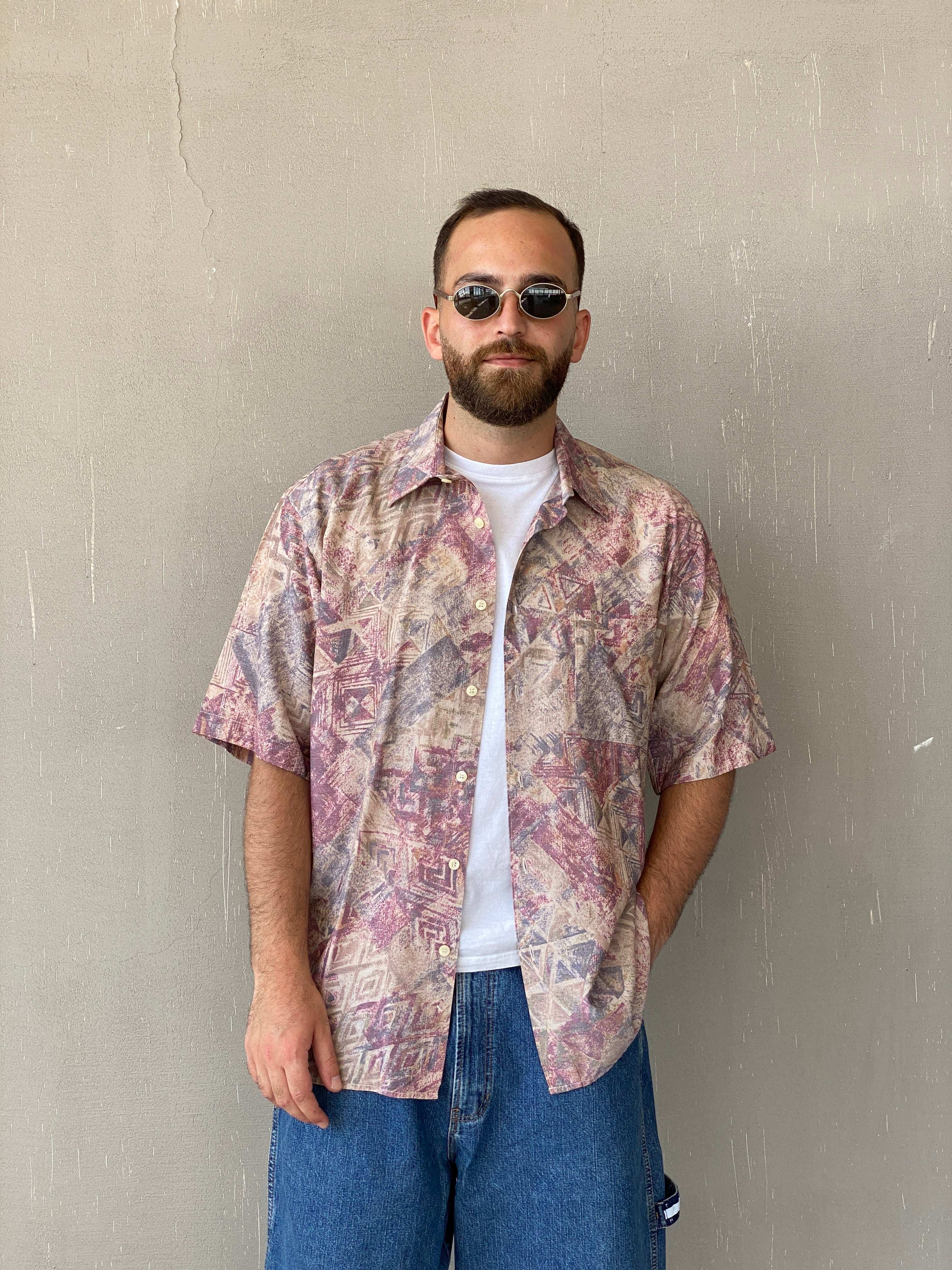 Vintage Green Woods Printed Half-Sleeve Shirt - L - Balagan Vintage Half Sleeve Shirt 90s, half sleeve shirt, Iyad, mens shirt, NEW IN, printed shirt