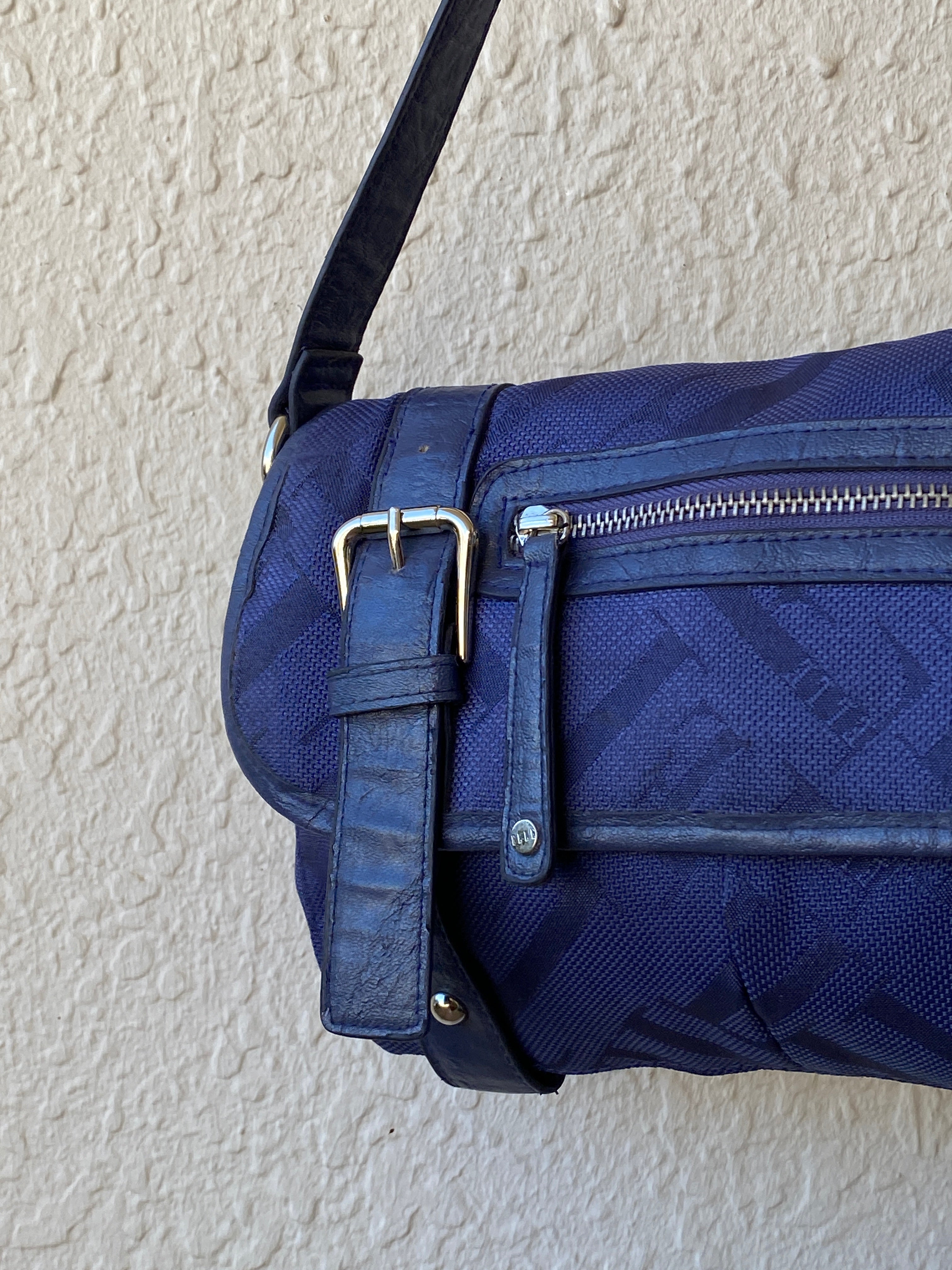 Everyday Elle Navy Blue Shoulder Bag With Buckle Detail & Adjustable Strap