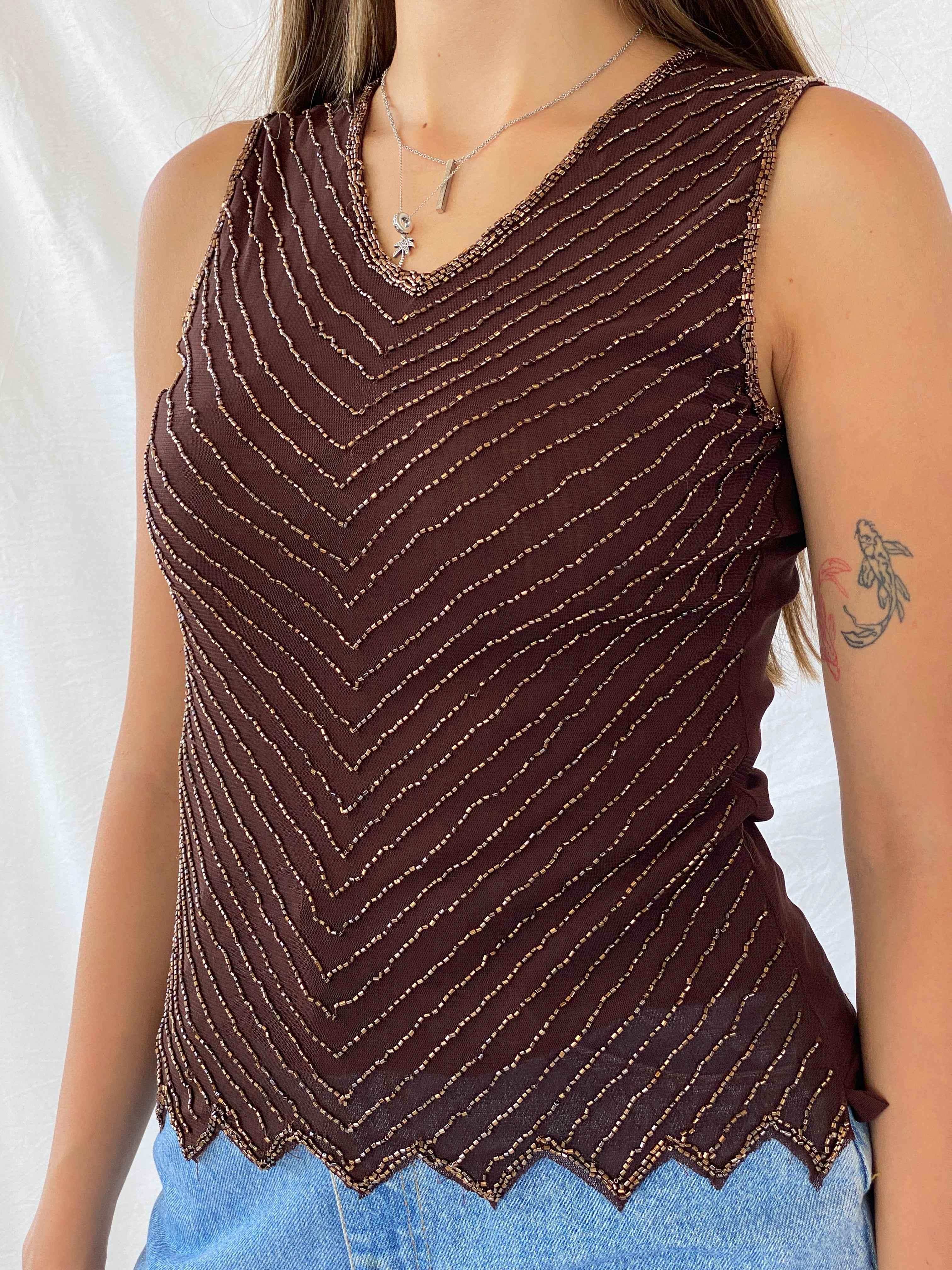 Vintage Bluoltre Beaded Sleeveless Top - Balagan Vintage Sleeveless Top beaded, consignment, Isabella, Mira, top