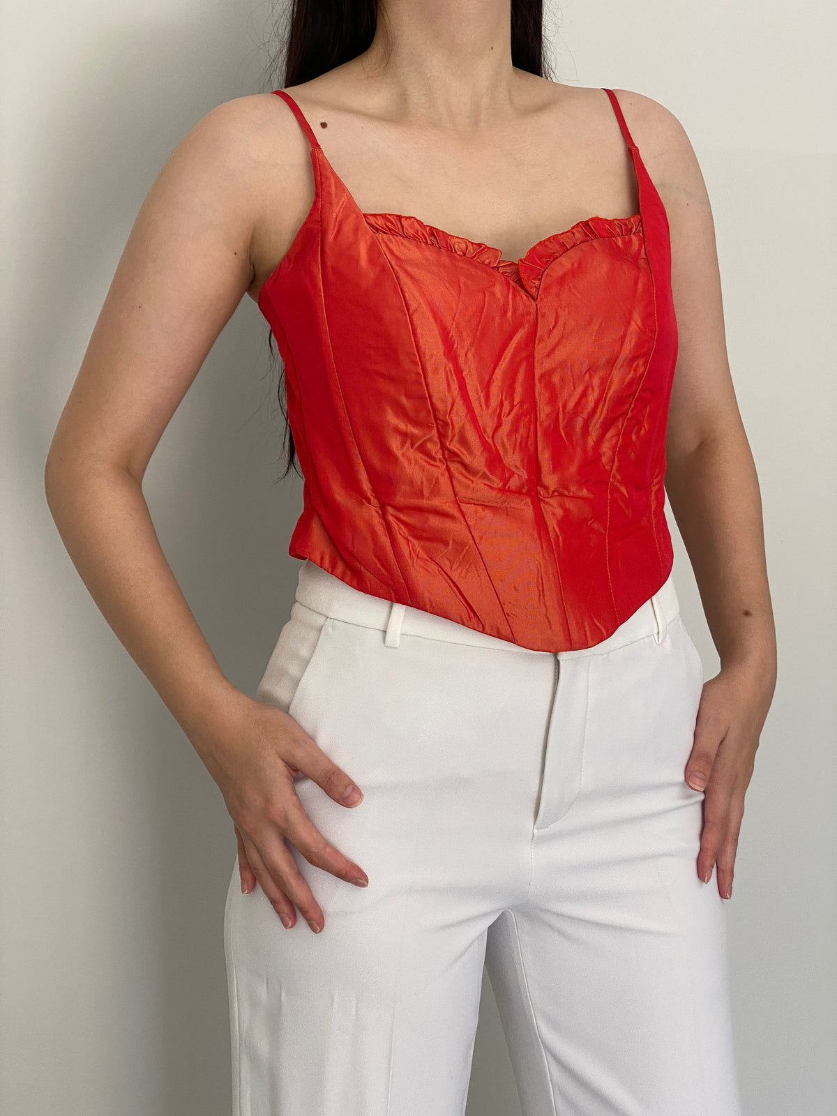 Vintage Y Etc… Madrid Red Orange Corset Bustier Top – M