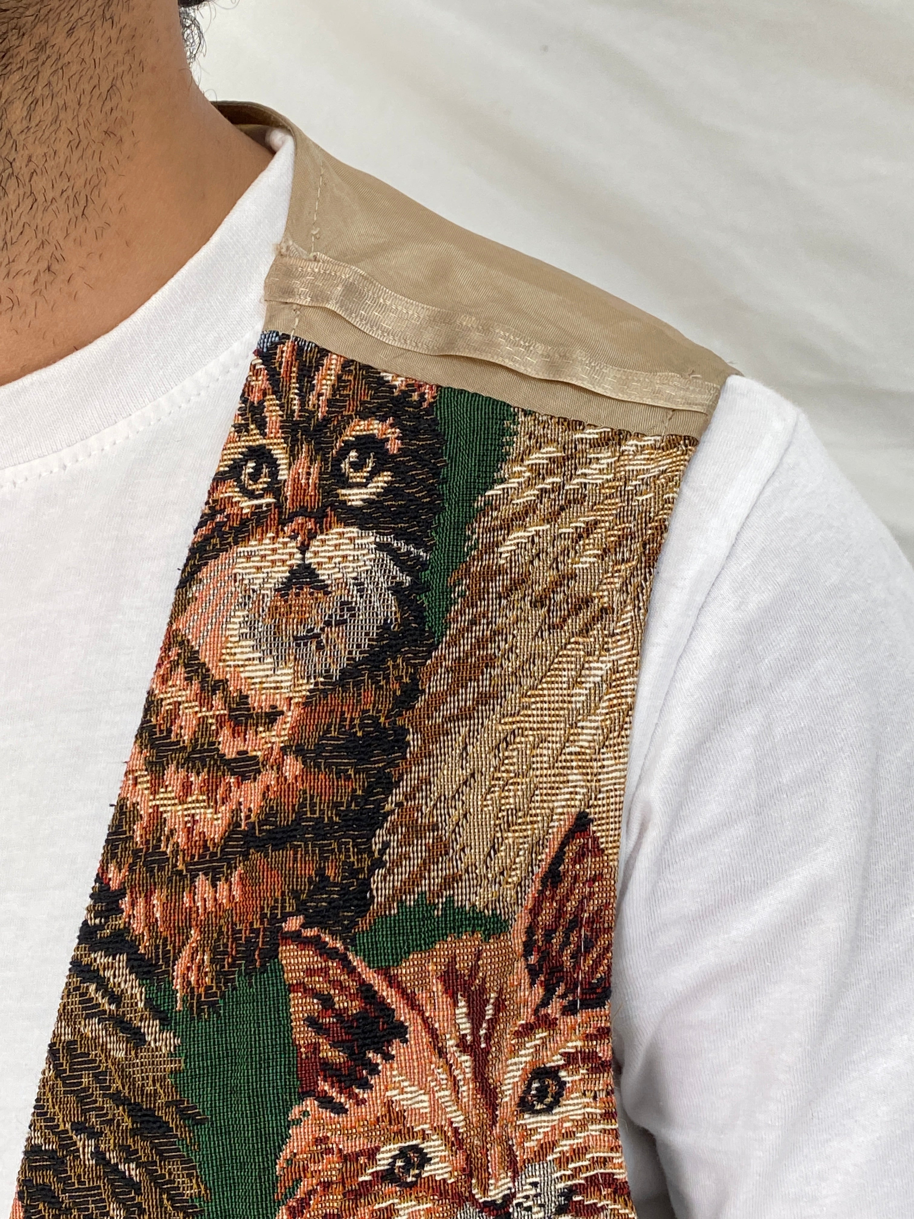 Vintage Partners II Cat Tapestry Cotton Vest Animal Waistcoat