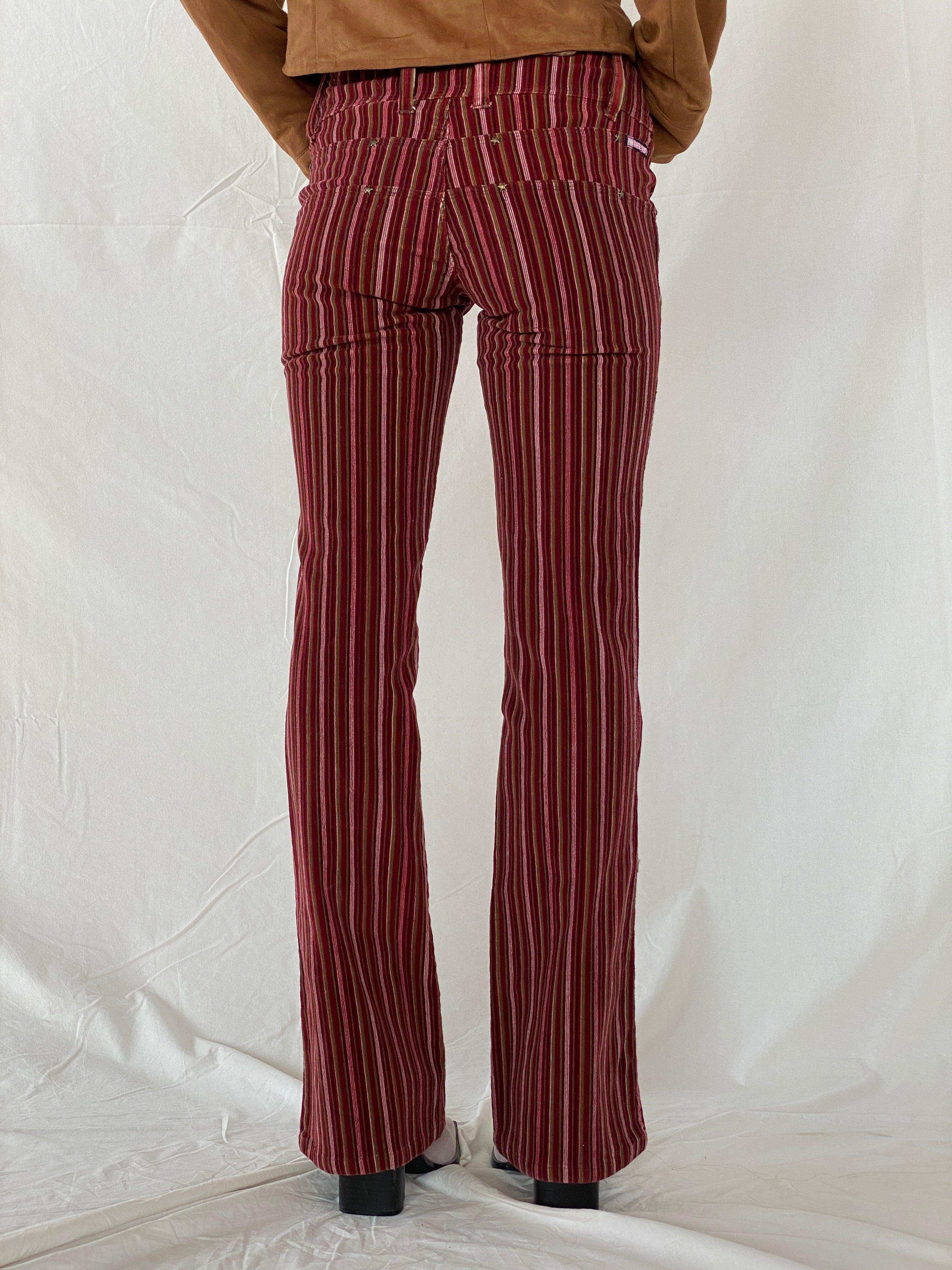 Vintage Bubblegum USA Striped Low Rise Corduroy Flare Pants - Balagan Vintage Corduroy Pants 00s, corduroy, corduroy pants, NEW IN, Tojan