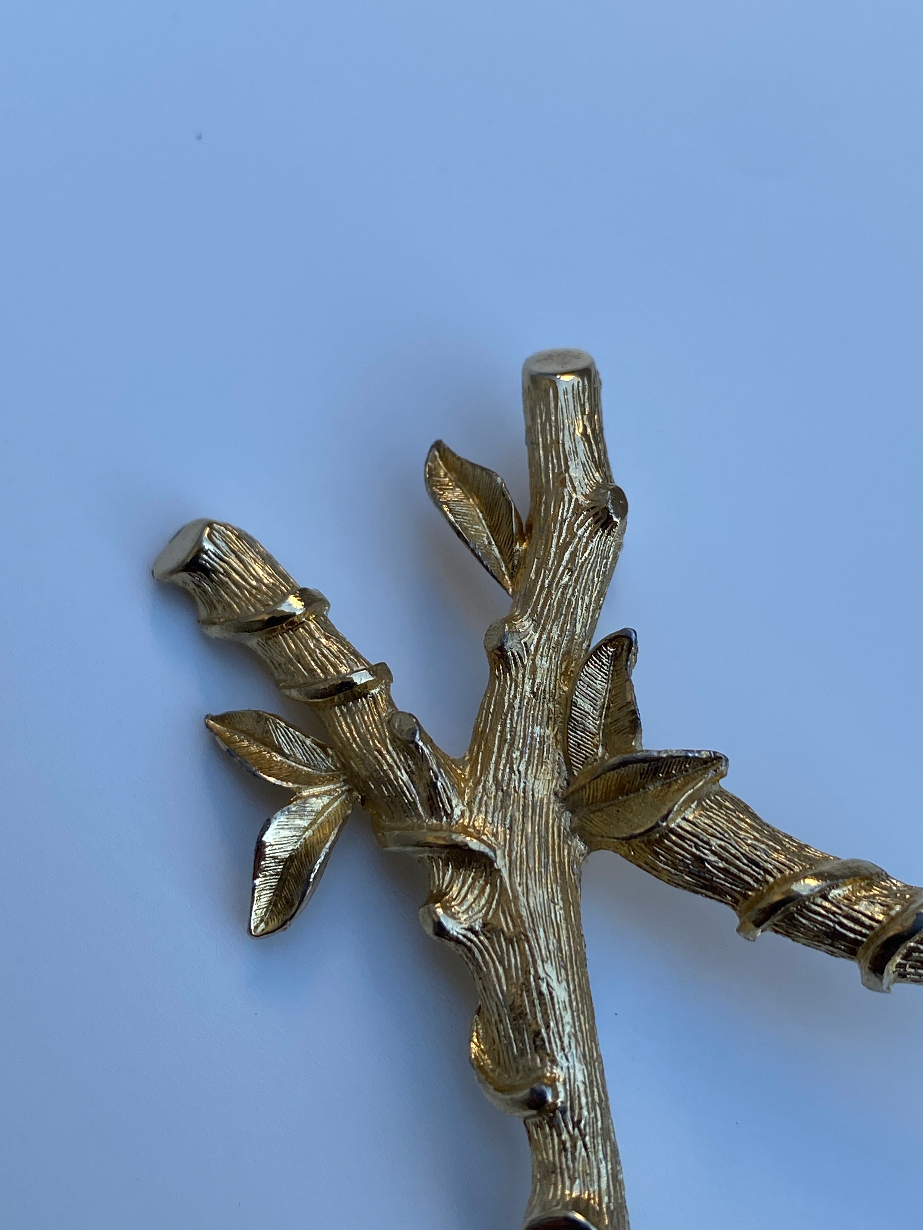 Vintage Sarah Coventry Gold Tone Bamboo Branch Brooch Nature Inspired Textured Pin