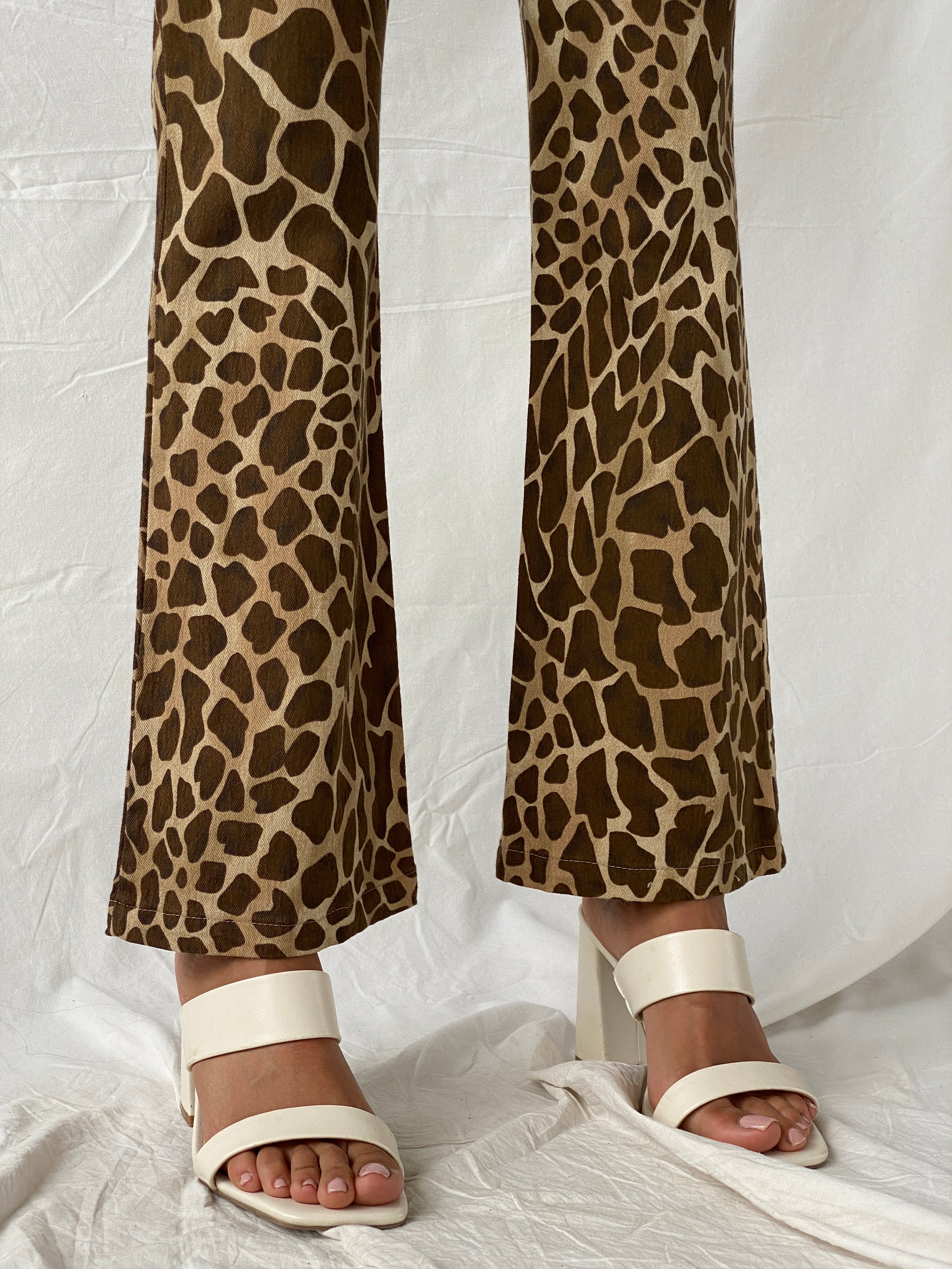 CHERIMAX Leopard Print Brown and Beige Flare Pants - XS