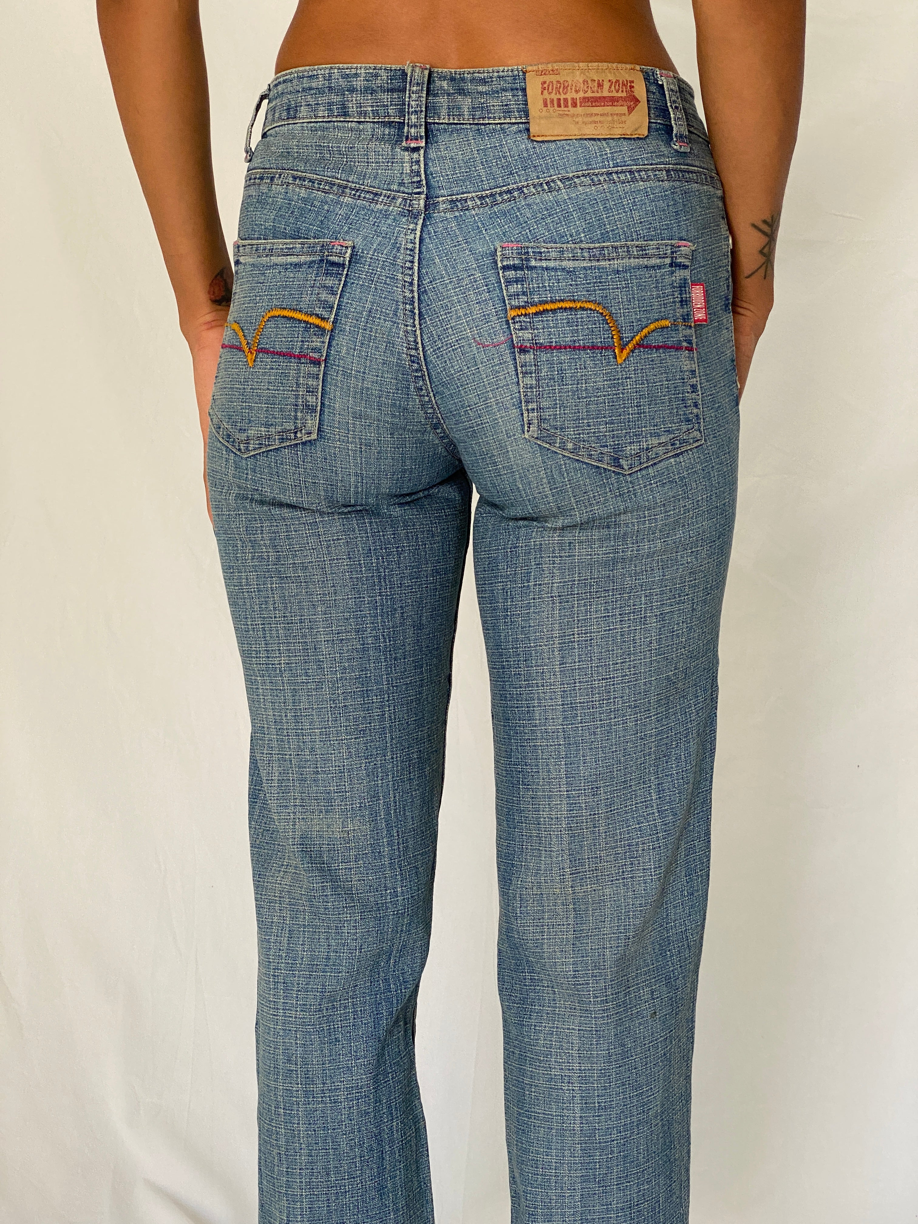 Vintage Y2K Forbidden Zone Blue Faded Low Rise Straight Leg Denim Jeans - S
