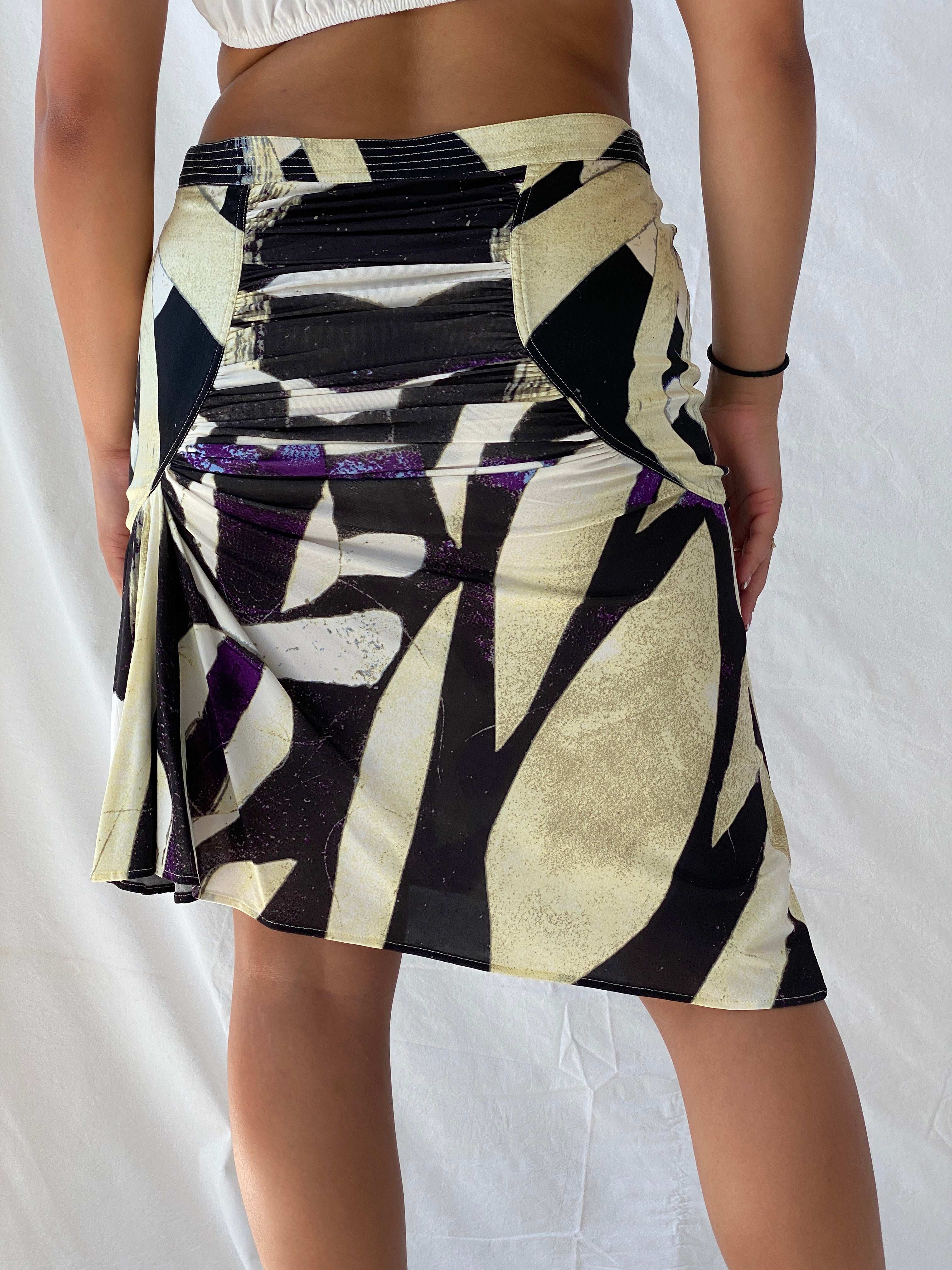 2008 Deadstock Roberto Cavalli Silk Ruched Side Skirt with Tags - M - Balagan Vintage Midi Skirt 00s, Lana, maxi skirt, metallic shirt, NEW IN, rare find, rare vintage, roberto cavalli, summer