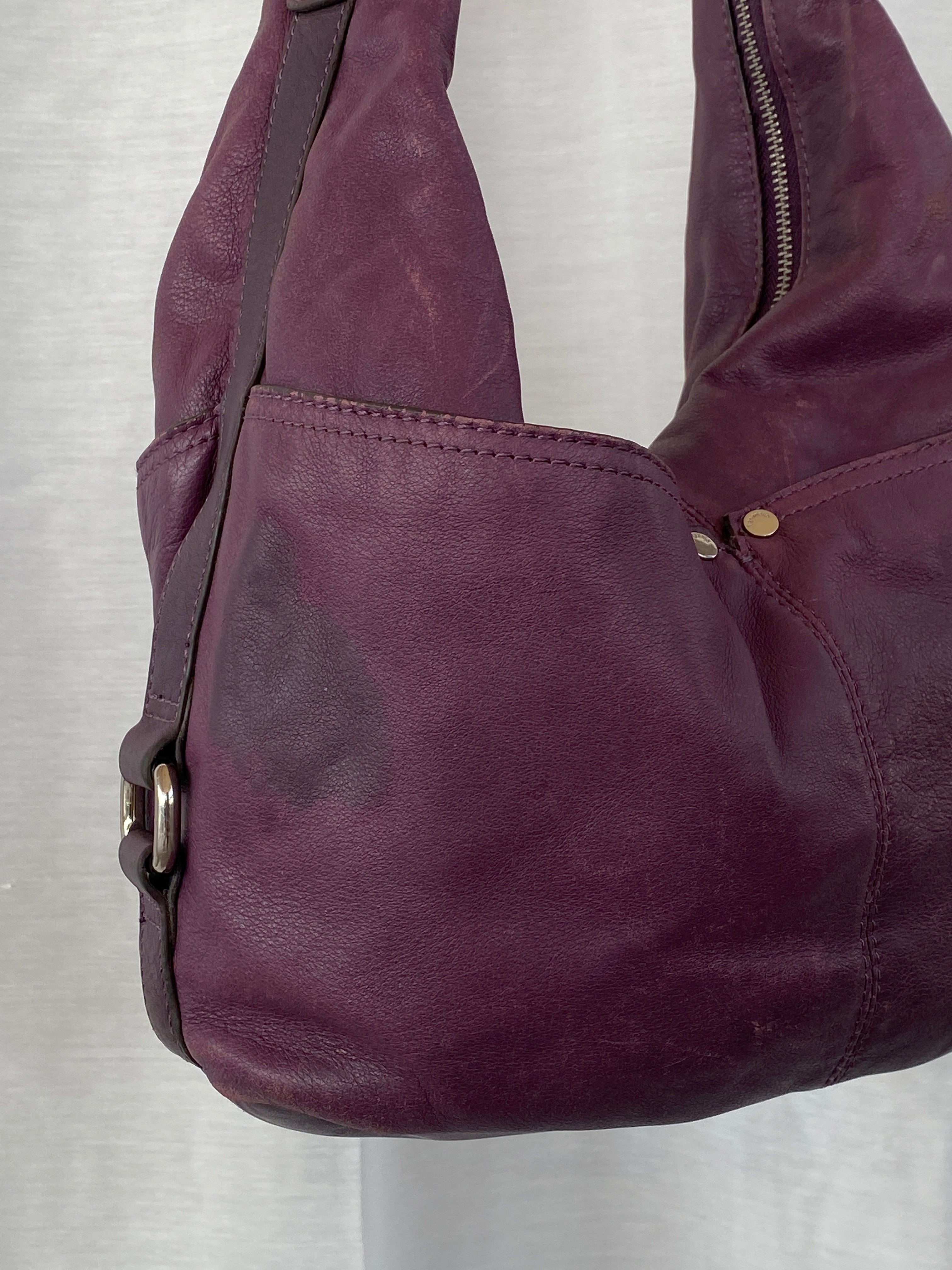 Purple Tignanello Leather Hobo Shoulder Bag