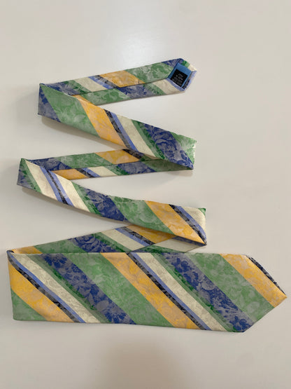 Vintage Gian Marco Venturi Silk Pastel Floral Striped Tie