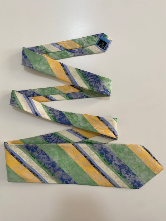 Vintage Gian Marco Venturi Silk Pastel Floral Striped Tie