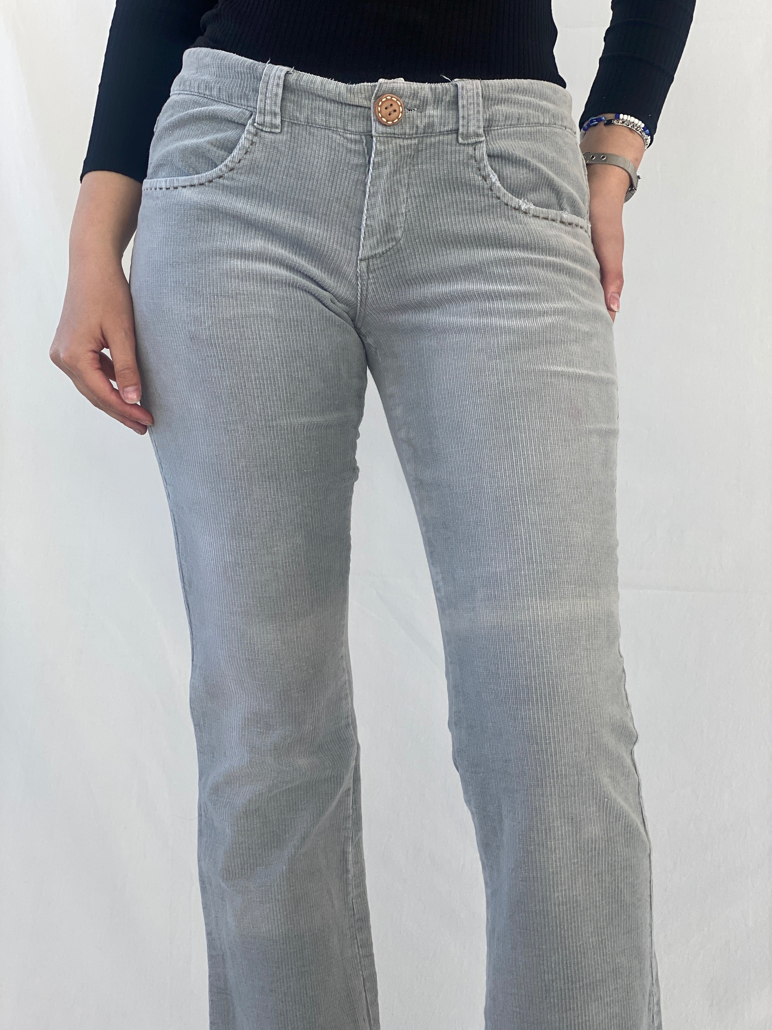 00s Element Gray Mid-Rise Women’s Corduroy Flared Pants - 40EUR