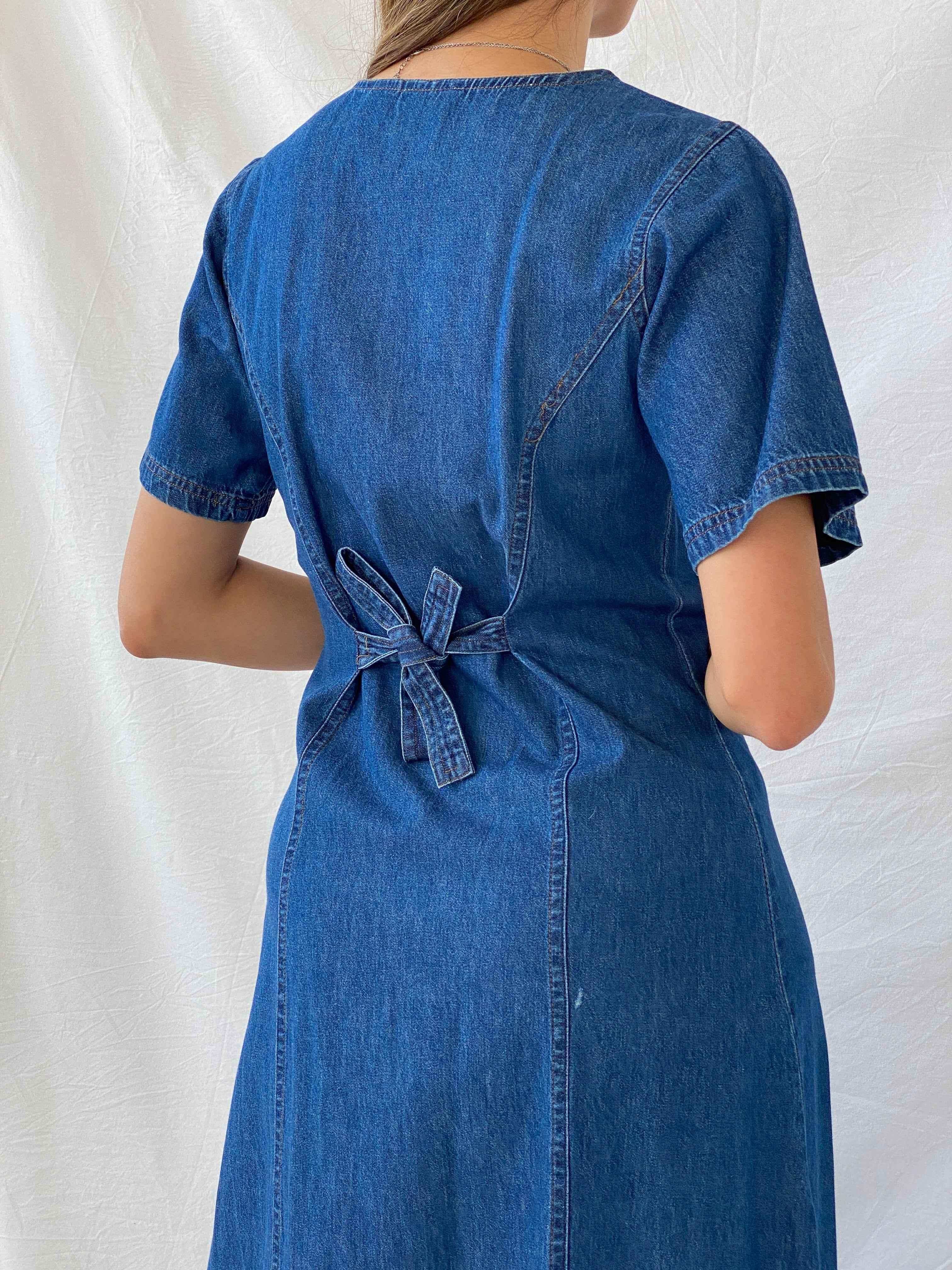 Blue Printed Denim Dress