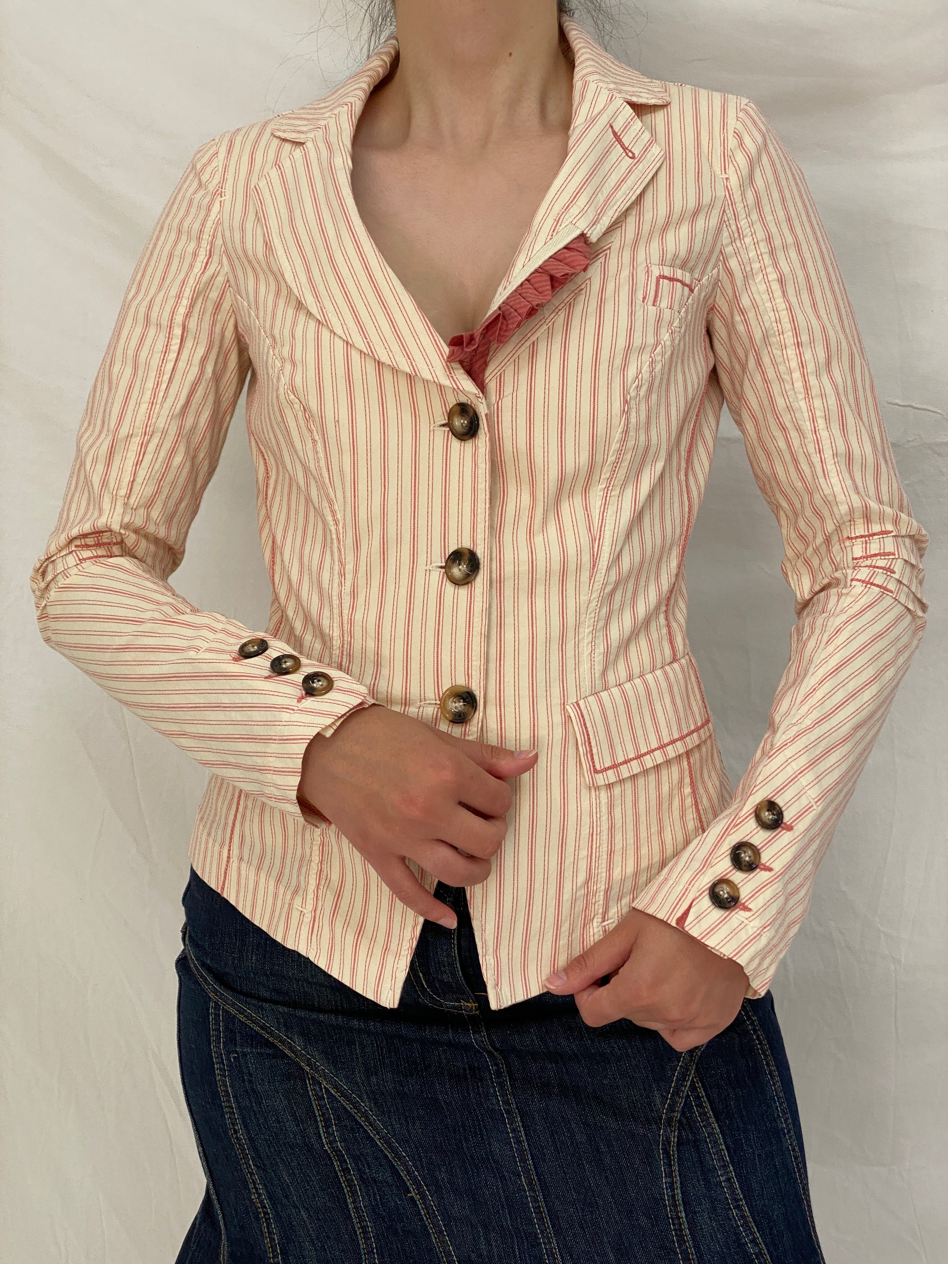 Vintage Tarmanuda by Grazia Pi Pink Striped Tailored Blazer – S