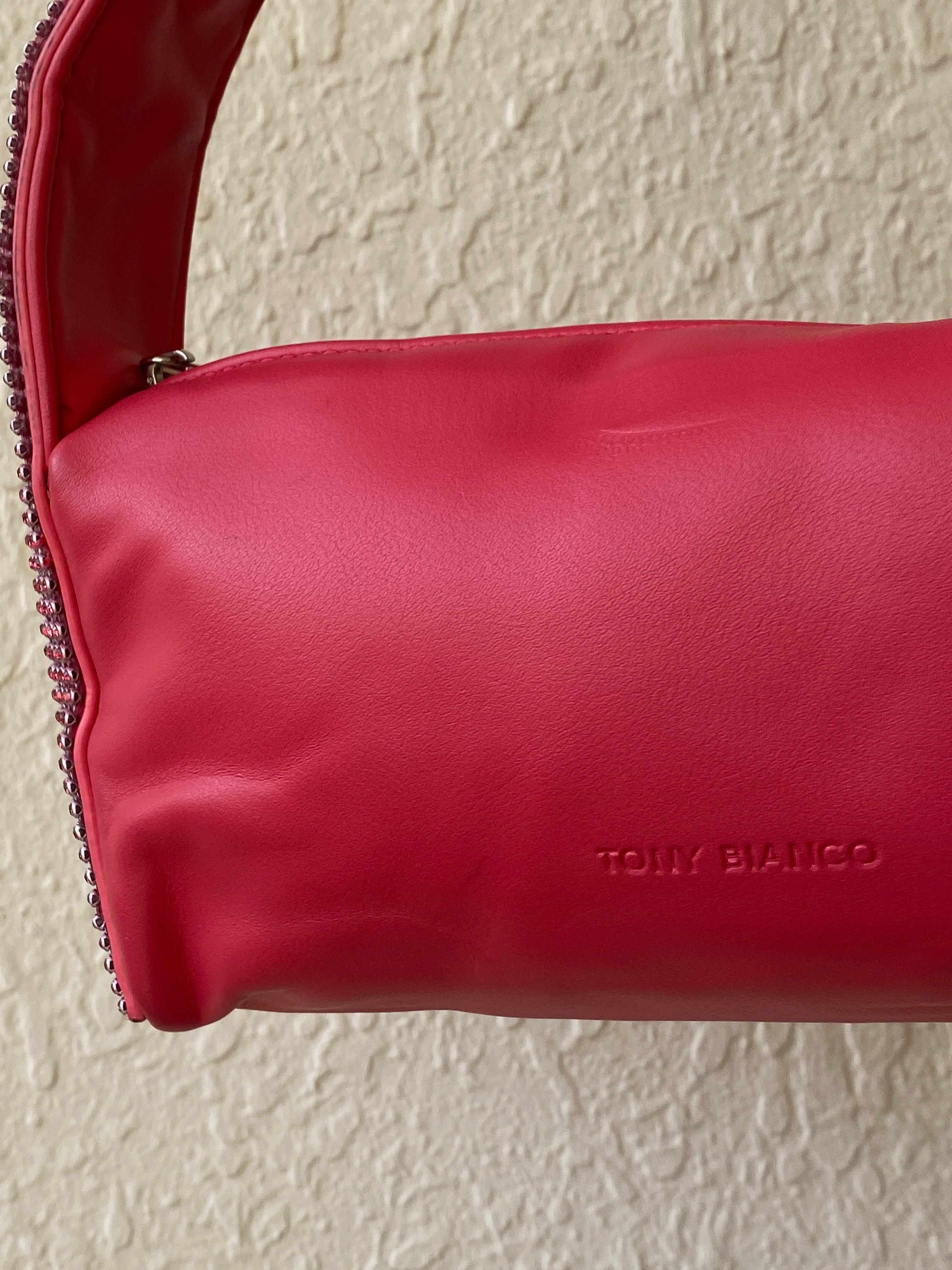 Tony Bianco Pink Rhinestone Mini Shoulder Bag Y2K Statement Evening Purse