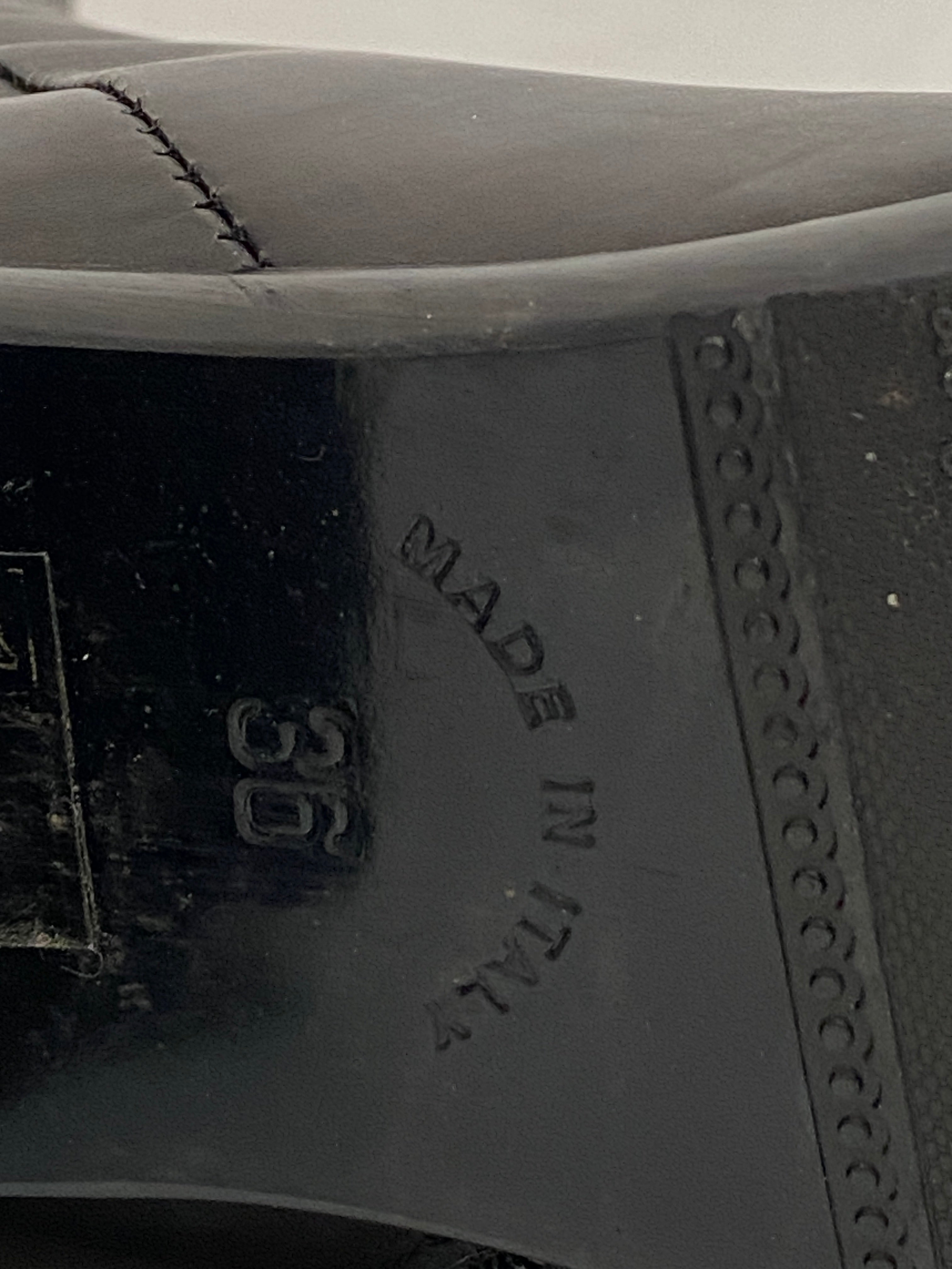 Vintage JOA Italian Black Leather Patent Block Heel & Square Toe Mid-Calf Boots - 36EU