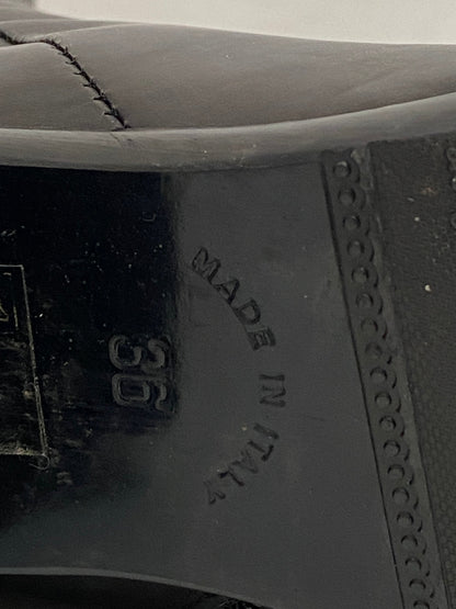 Vintage JOA Italian Black Leather Patent Block Heel & Square Toe Mid-Calf Boots - 36EU