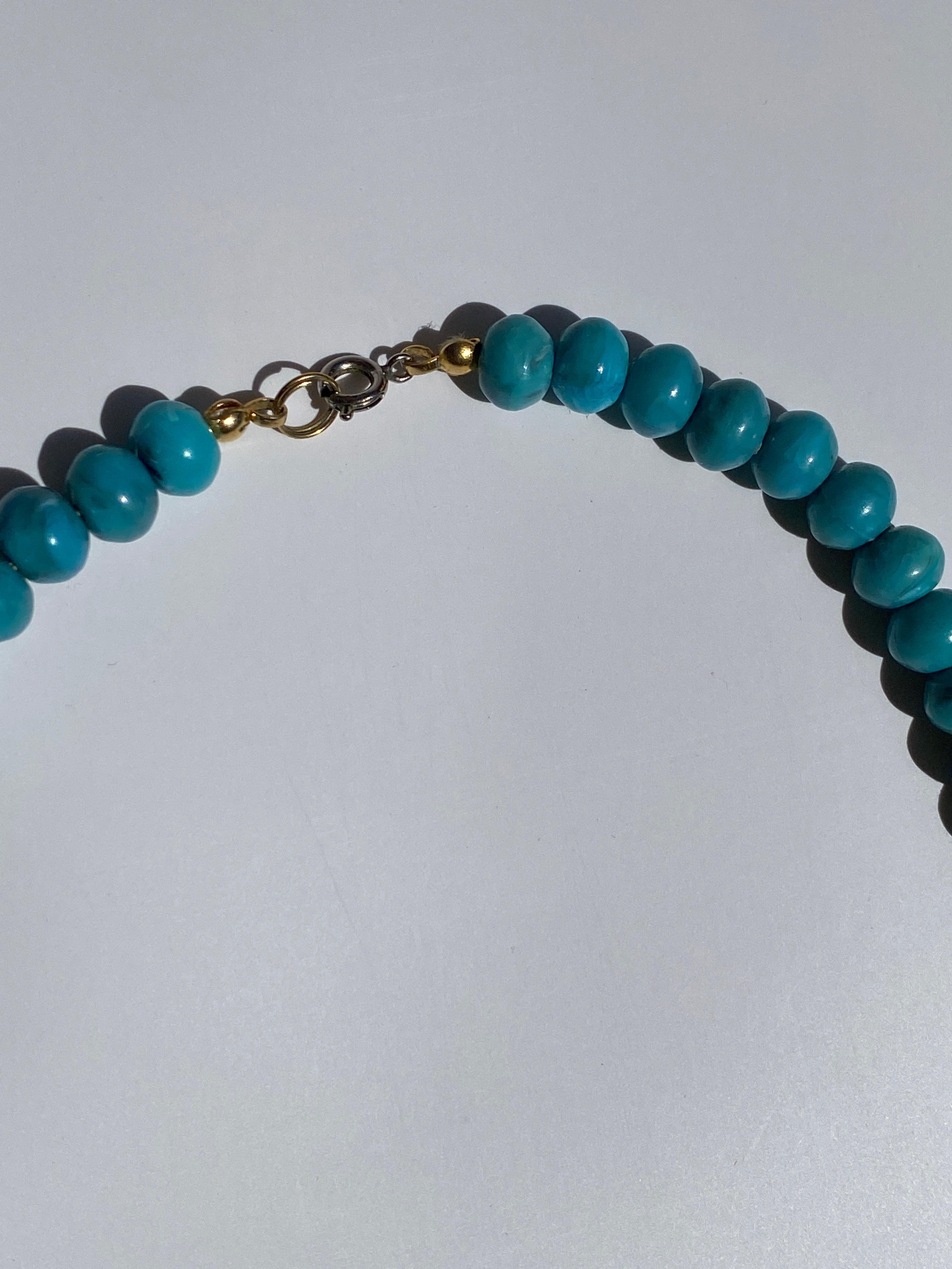 Vintage Marbled Blue Gold Tone Bead Necklace