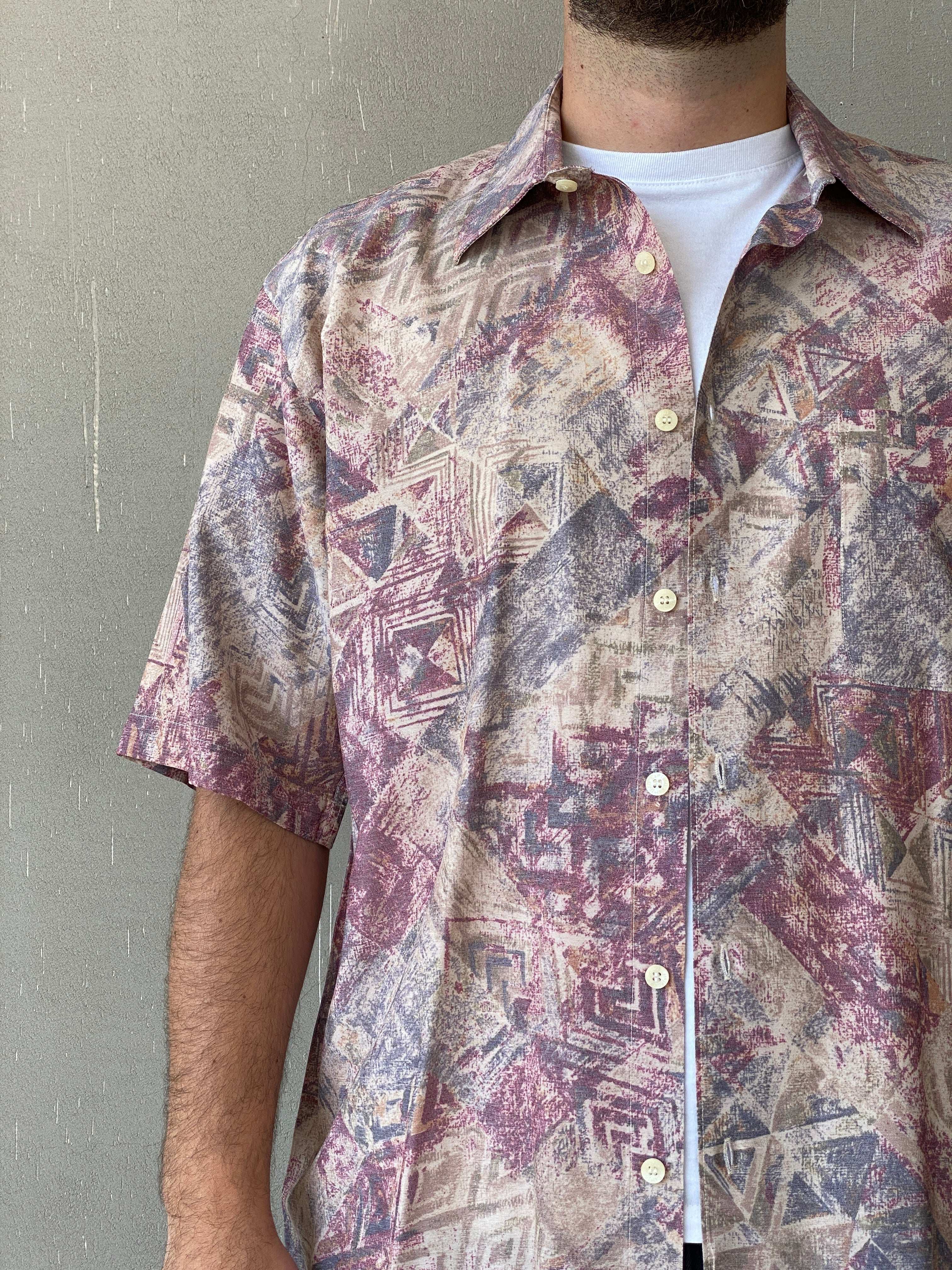 Vintage Green Woods Printed Half-Sleeve Shirt - L - Balagan Vintage Half Sleeve Shirt 90s, half sleeve shirt, Iyad, mens shirt, NEW IN, printed shirt