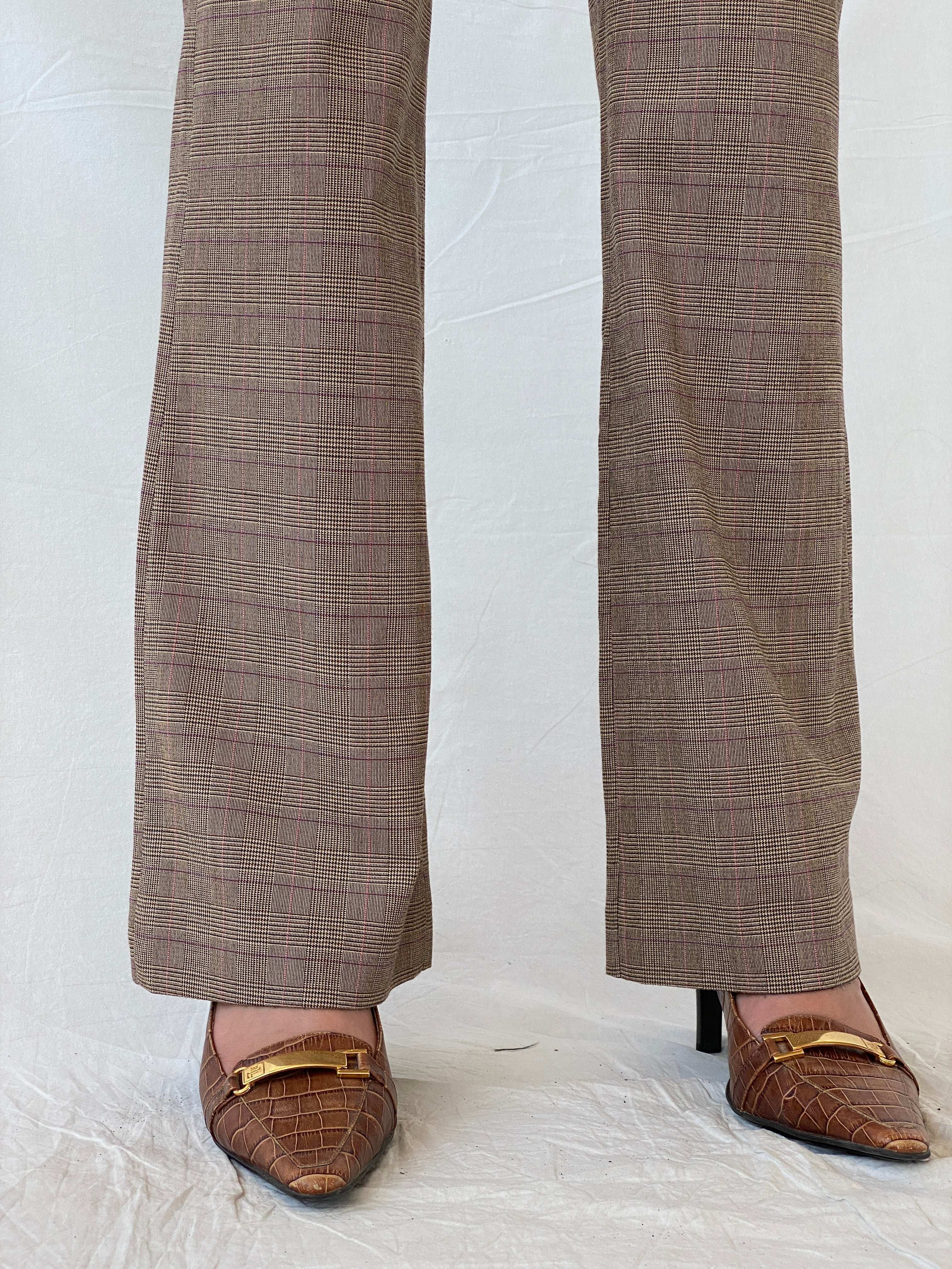 Vintage Studio SNY Paris Brown Plaid Mid Rise Office Pants - M