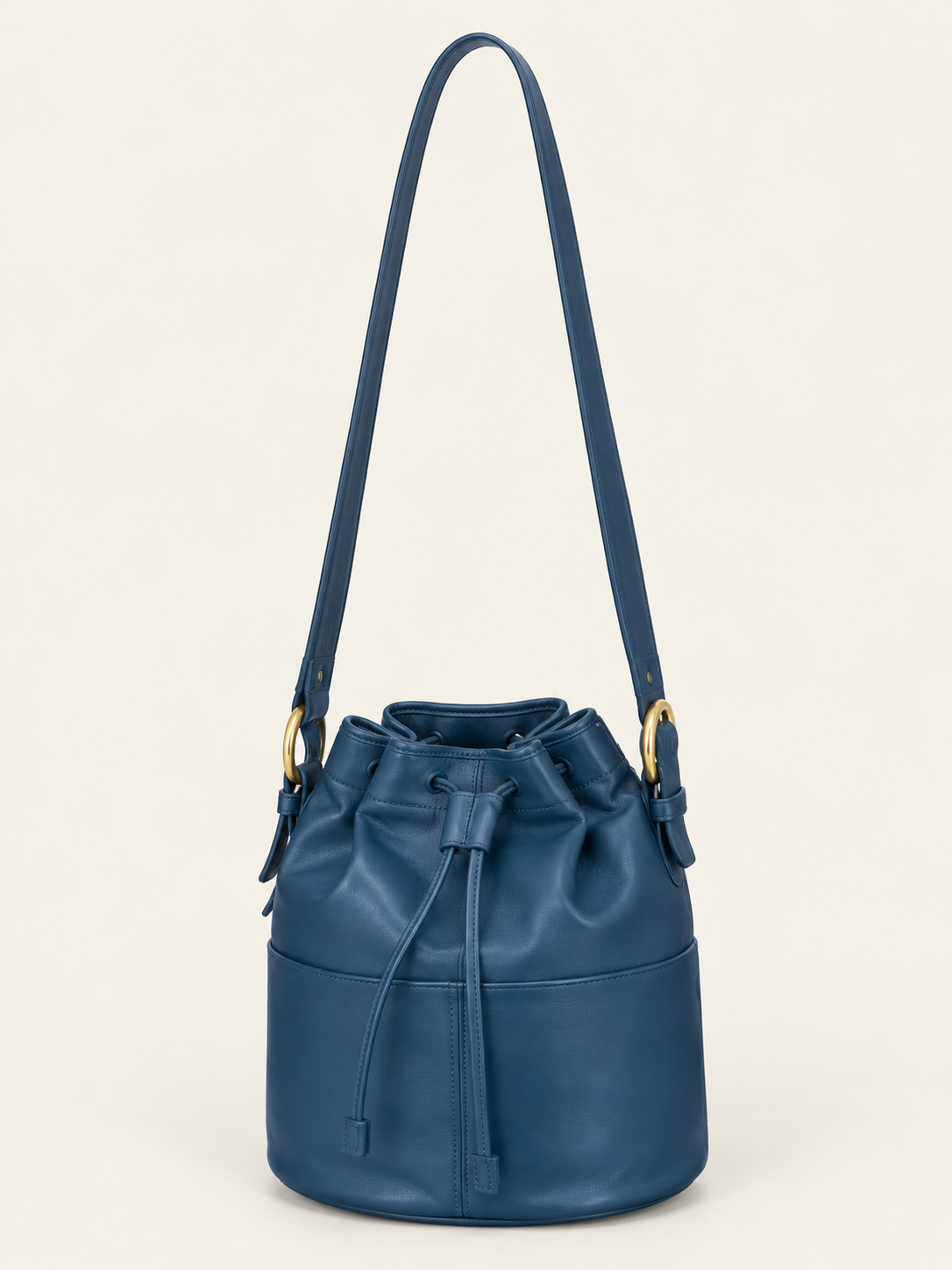 Vintage 1995 Coach Thompson 4151 Navy Blue Glovetanned Leather Drawstring Bucket Shoulder Bag