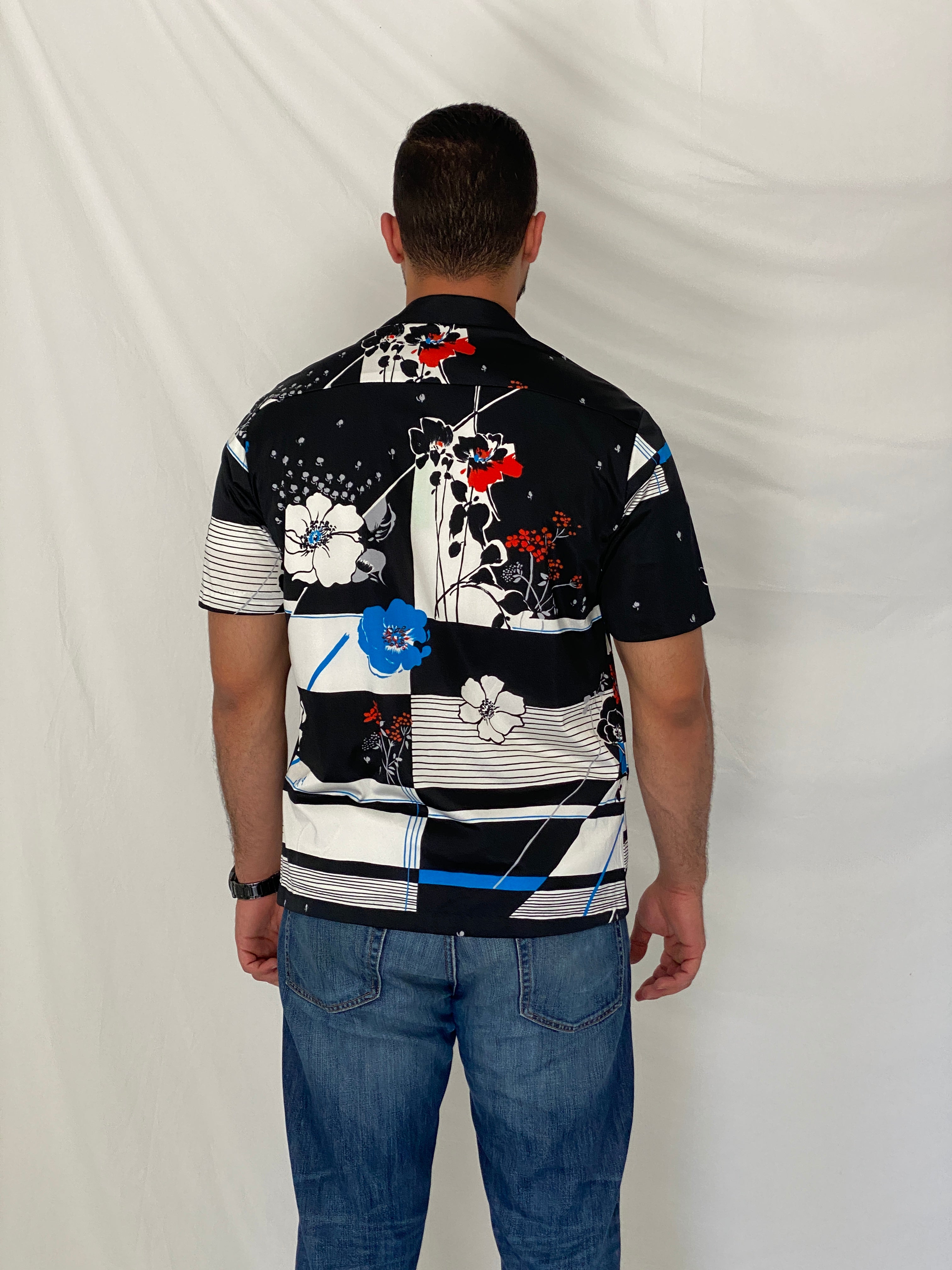 Vintage Napili Hawaii Black Floral Hawaiian Camp Collar Shirt – M