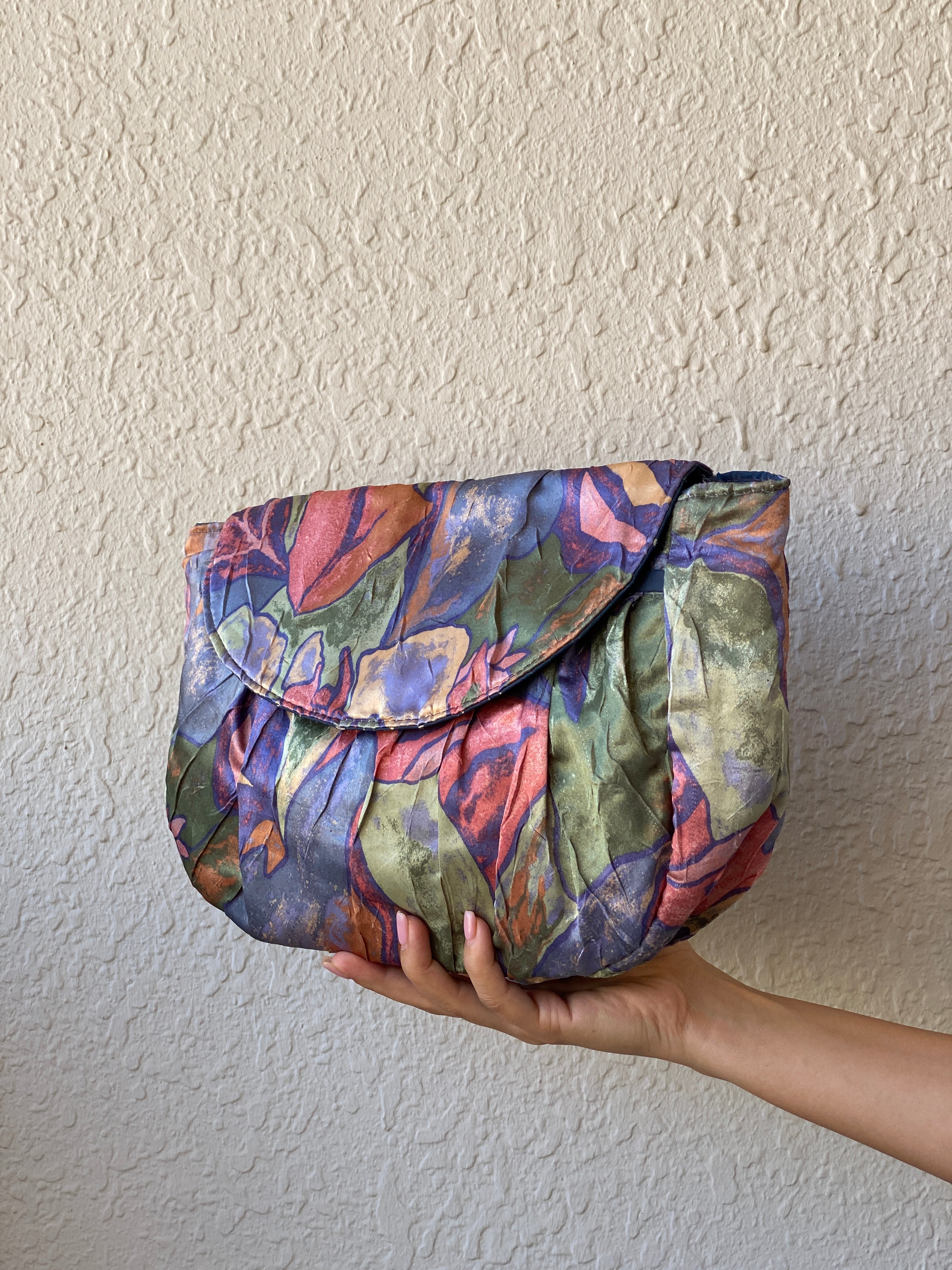Vintage Abstract Floral Multicolor Clutch Bag