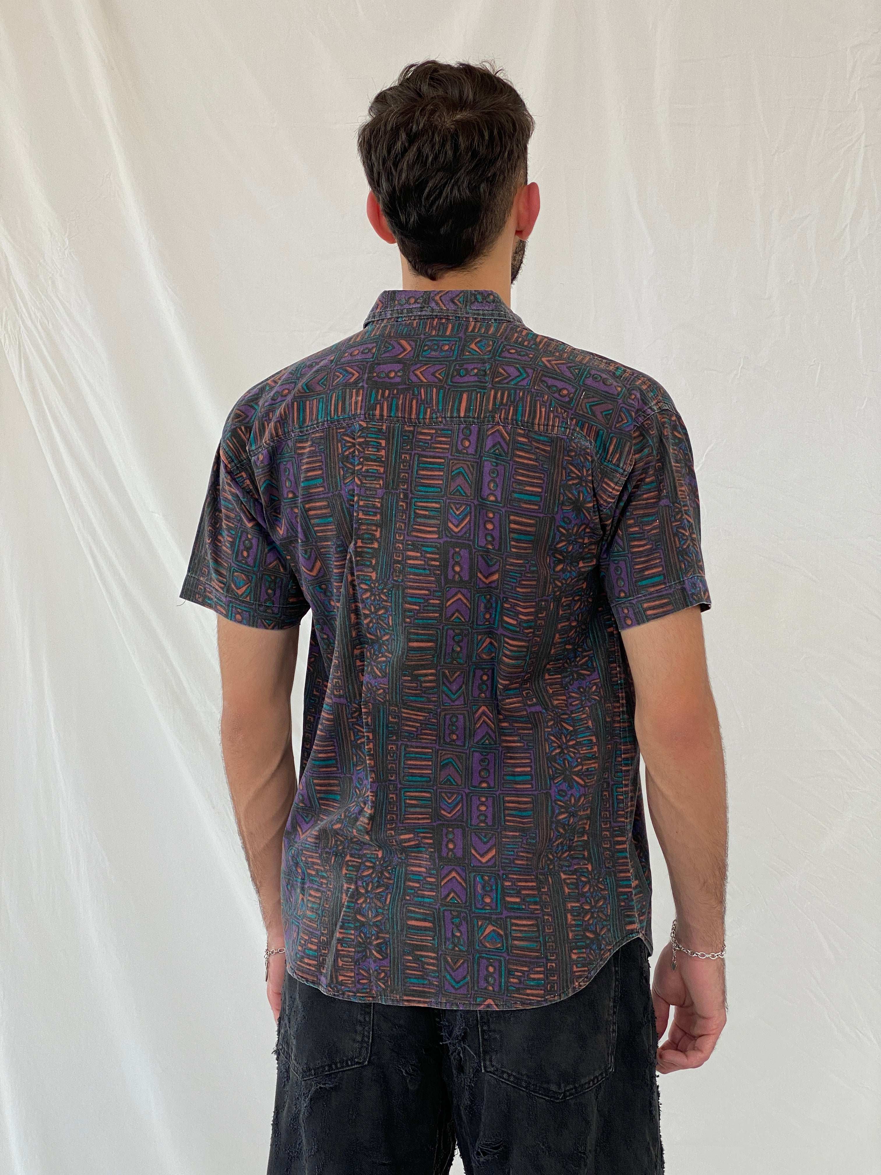 Vintage 90s APPARATUS Boho Patterned Cotton Shirt Size L - Balagan Vintage Half Sleeve Shirt 00s, 90s, Awsam, Boho, half sleeve shirt, NEW IN, printed shirt