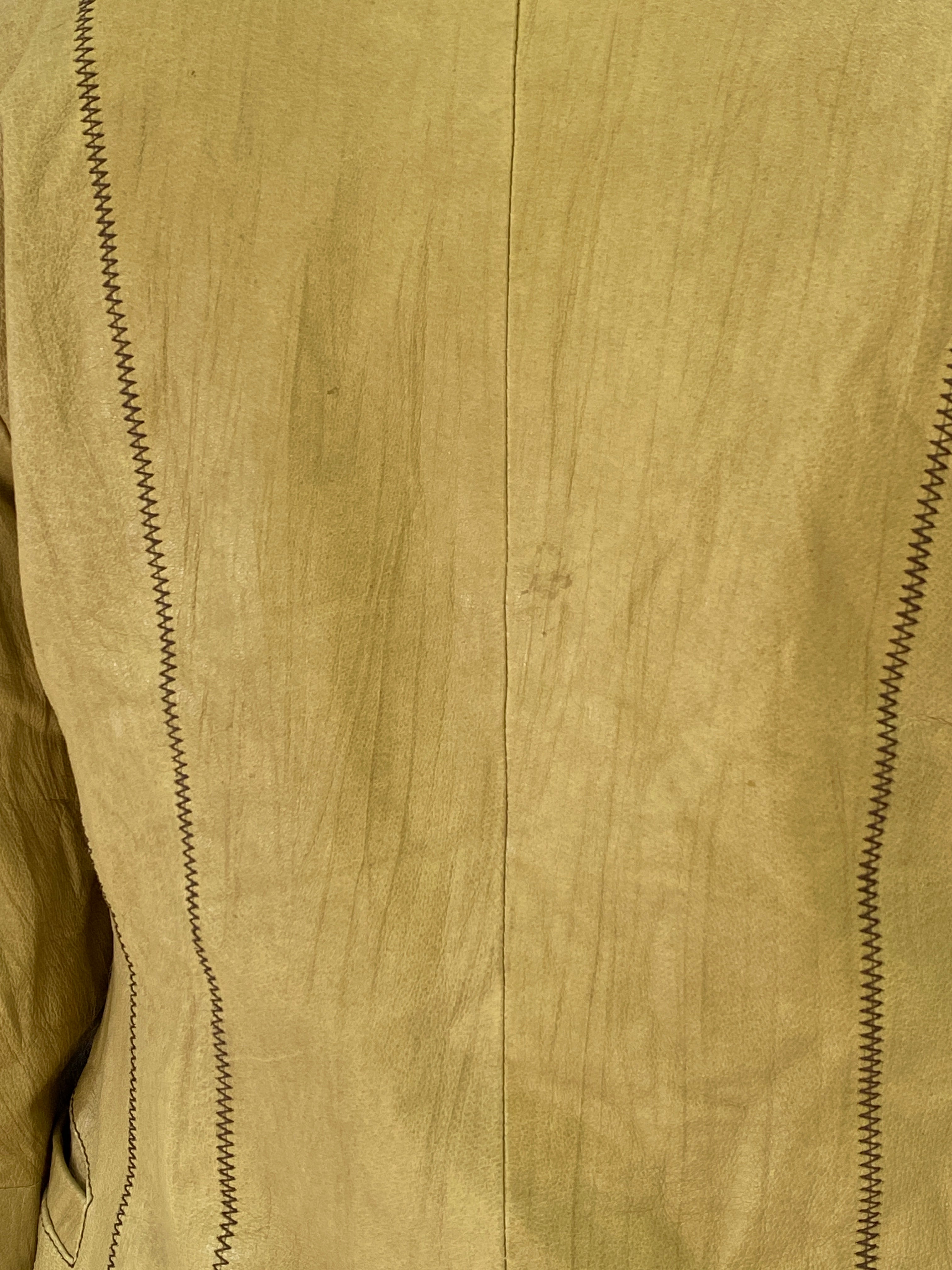 Vintage Attr@ttivo Tan Genuine Leather Blazer with Contrast Stitching Tailored Jacket – M