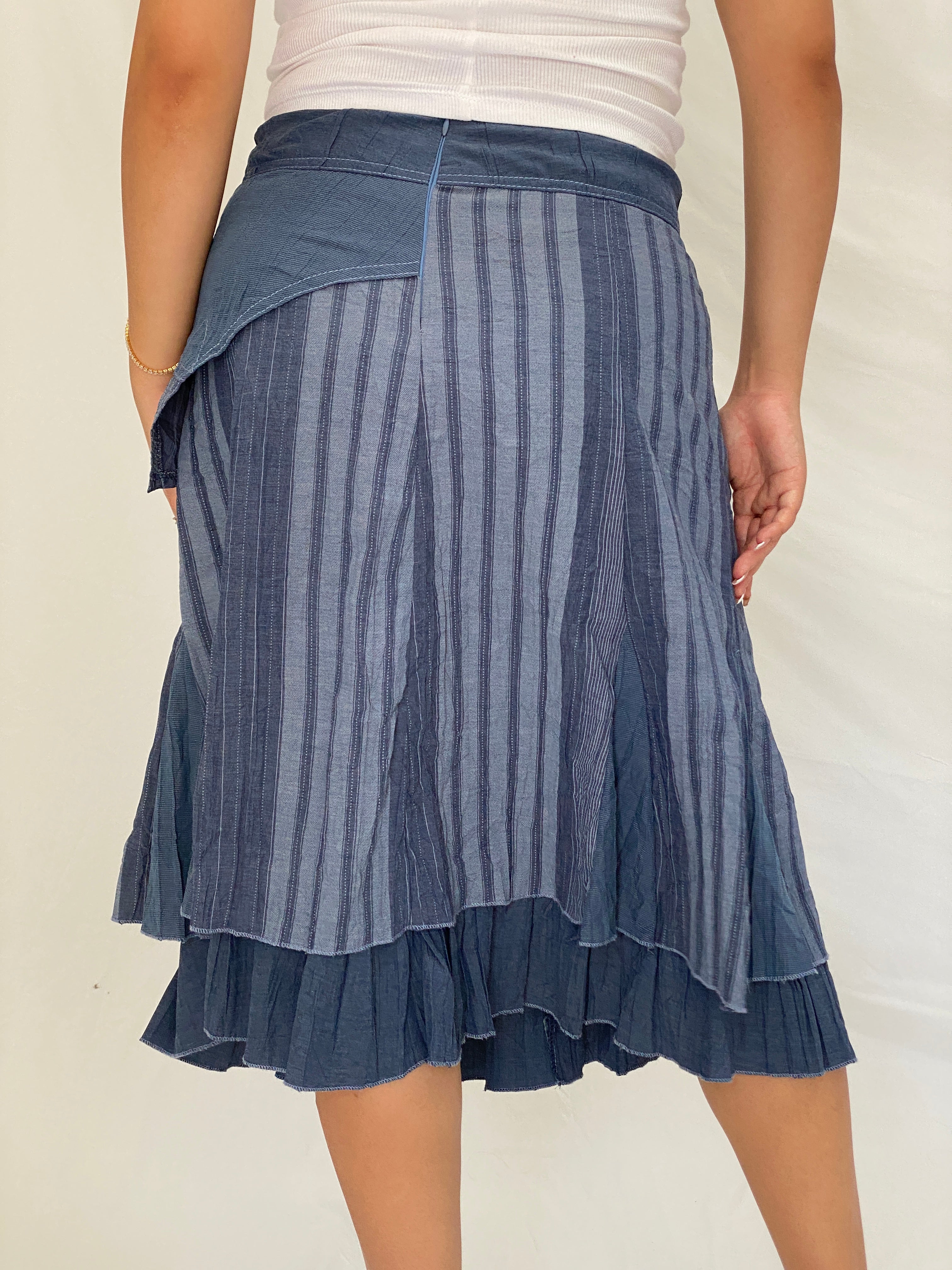 Y2K Affinités Armand Thiery Blue Patchwork Layered Whimsigoth Midi Ski
