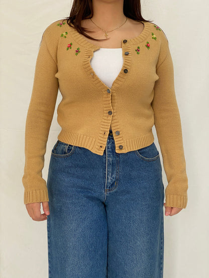 Dolce & Gabbana D&G Fitted Knitted Beaded Cardigan Top - S