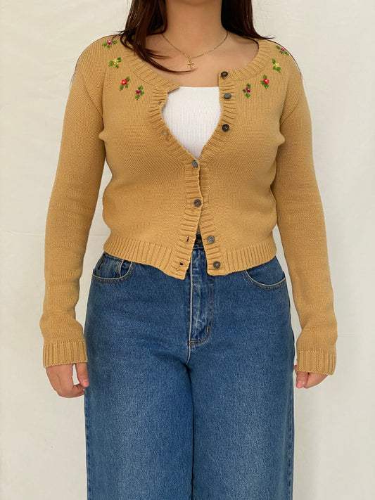 Dolce & Gabbana D&G Fitted Knitted Beaded Cardigan Top - S