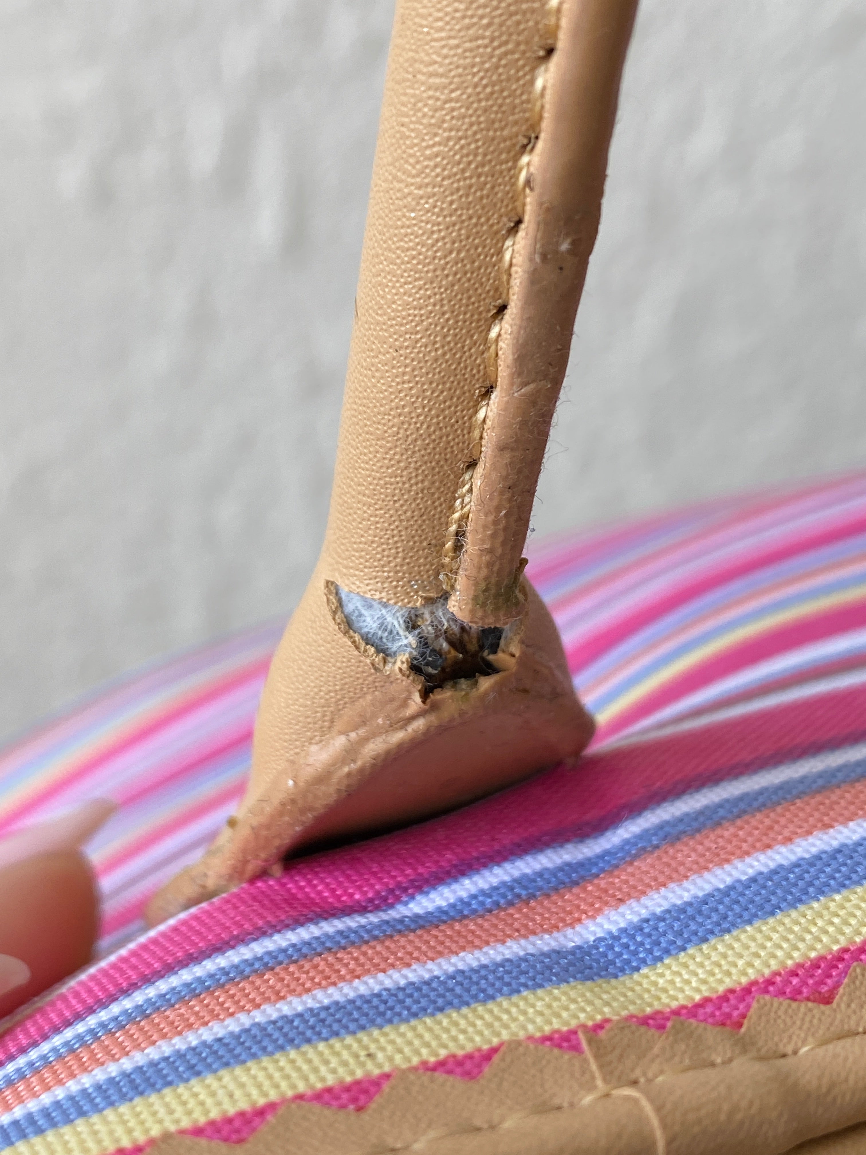 Kate Spade New York Pink Striped Canvas & Leather Summer Tote Bag