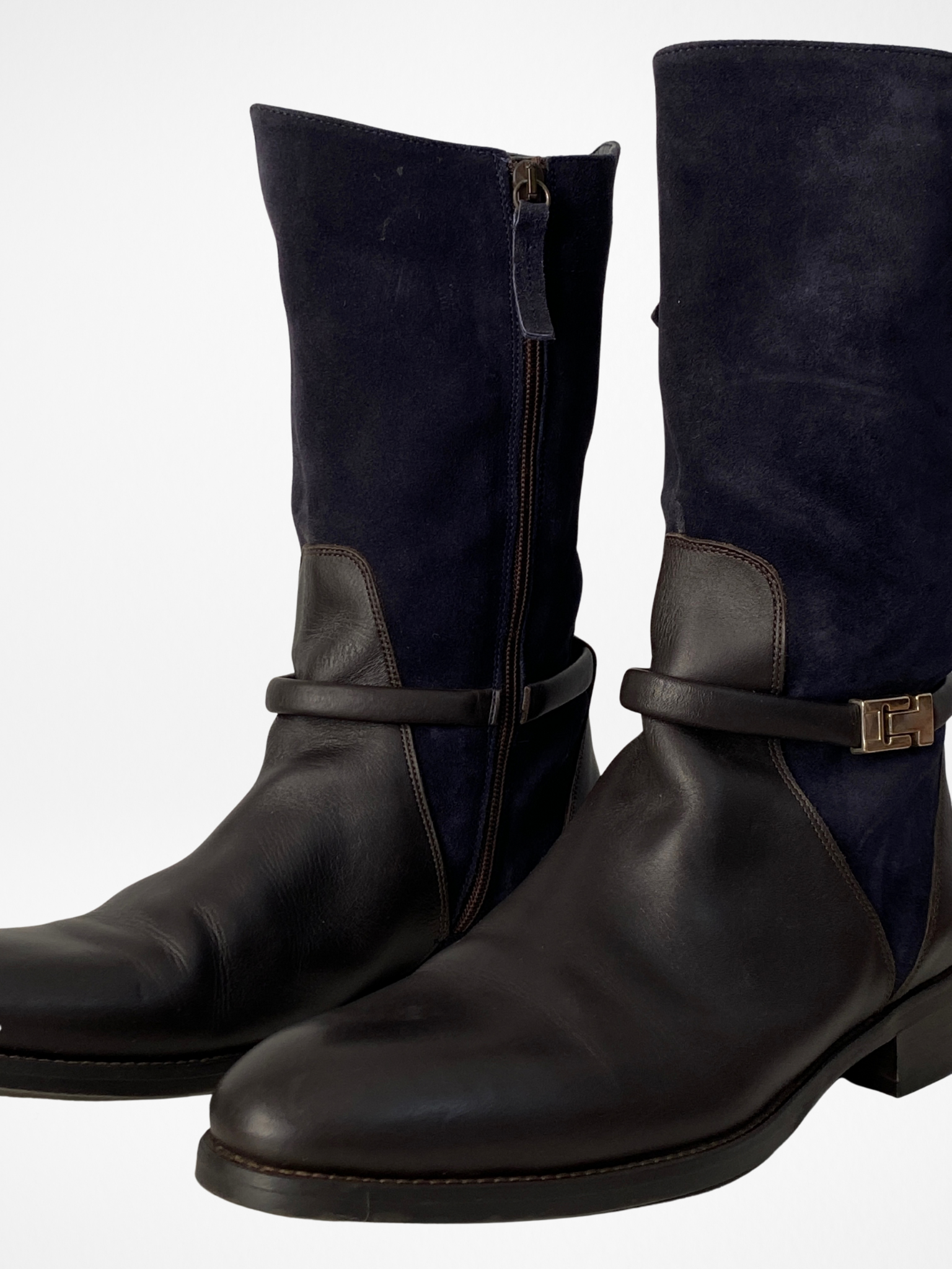 Tommy Hilfiger Hamilton Brown & Navy Leather Suede Boots – EU 41
